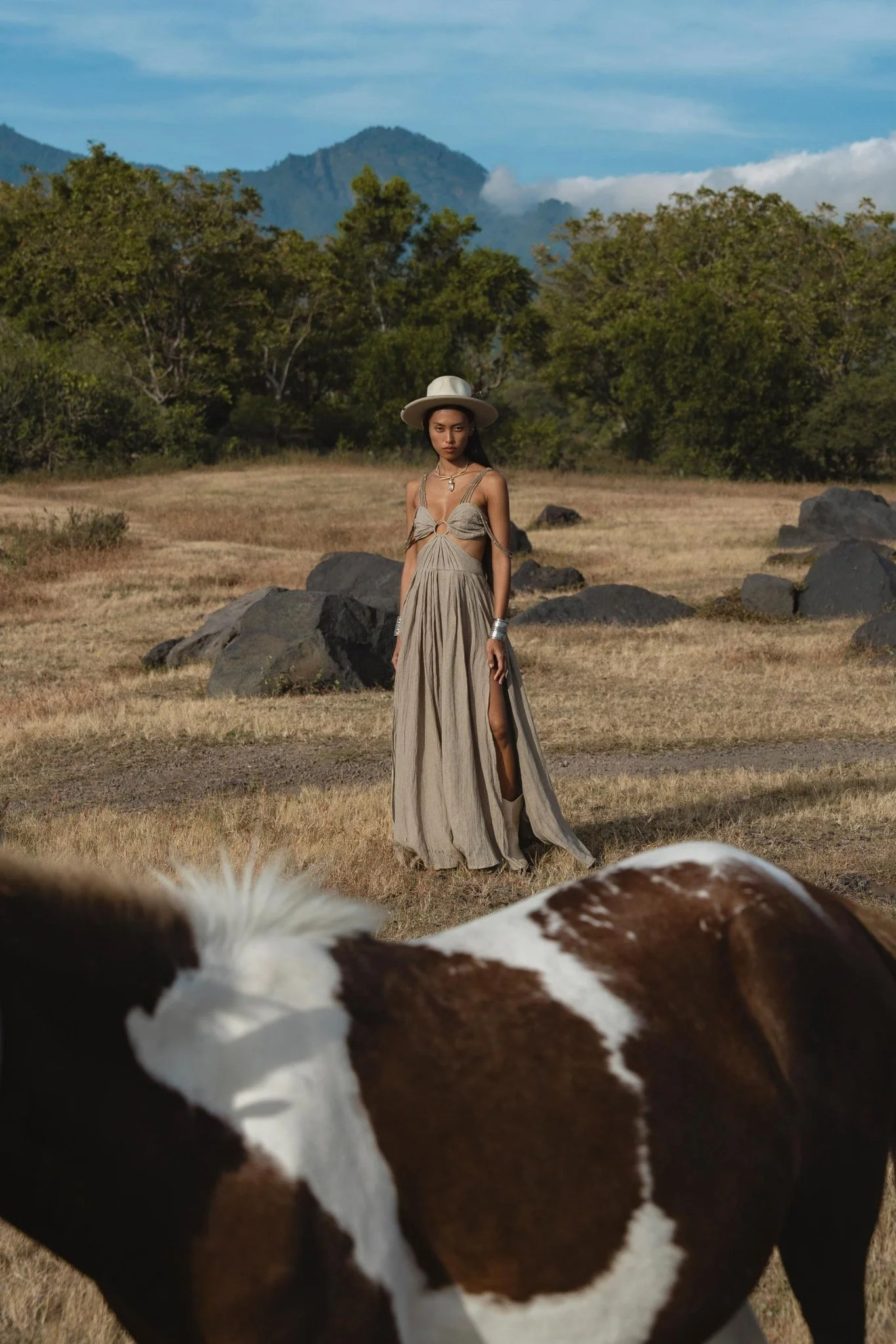 Ananda Lālita Dress Light sage – Linen Organic Goddess Gown - Image 4