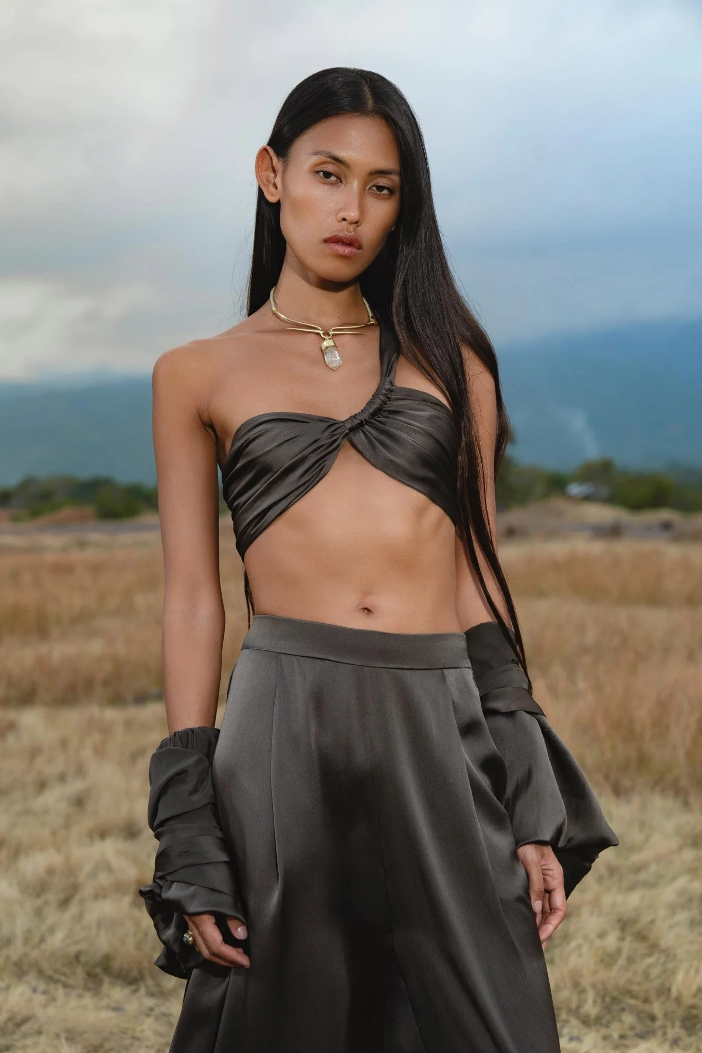 Apsara Bra in Asphalt Gray – Pure Silk Transformable - Image 4