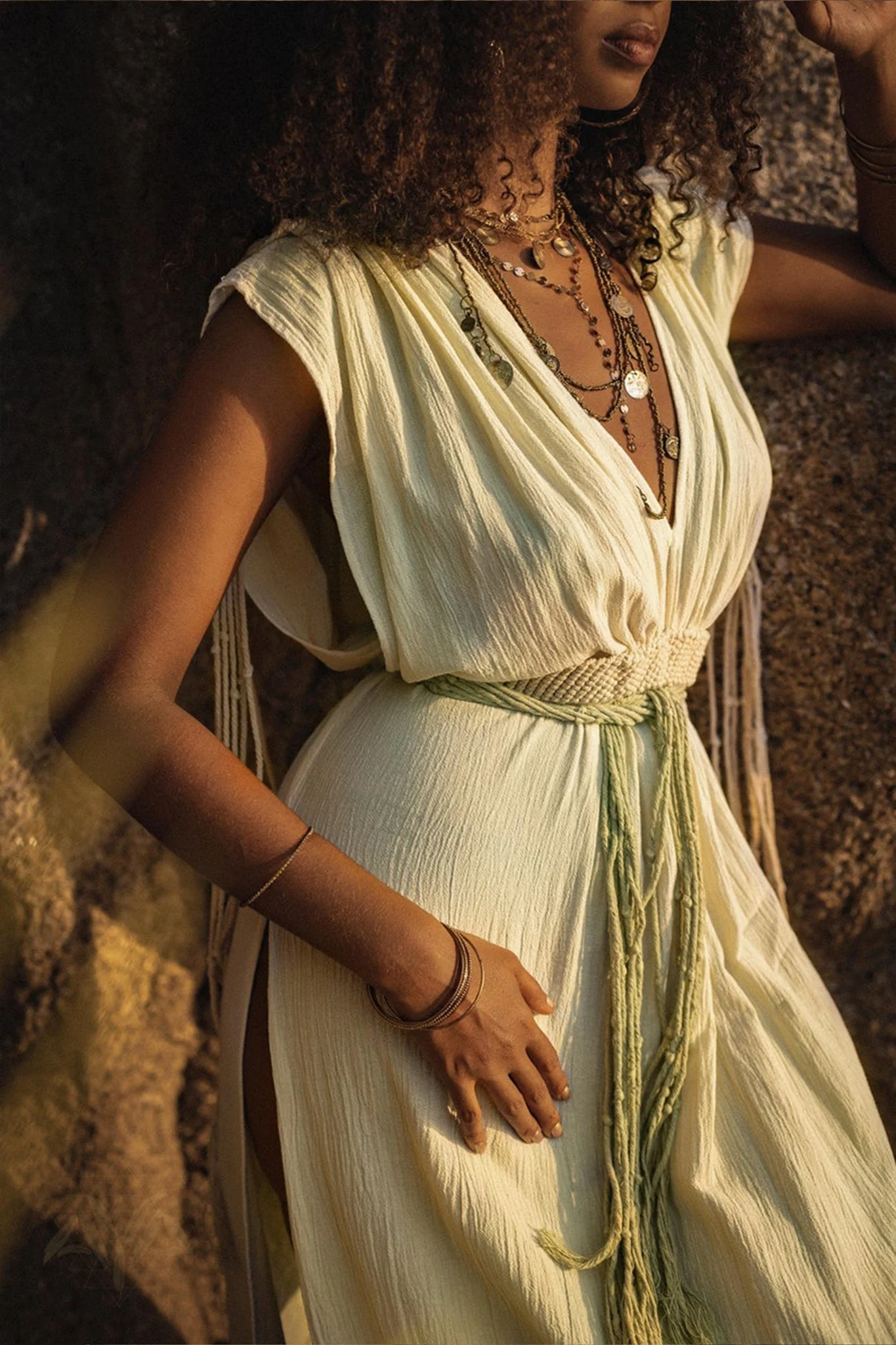 Macramé Belted Boho Dress • Handmade Ombre Organically Dyed Dress - Image 4