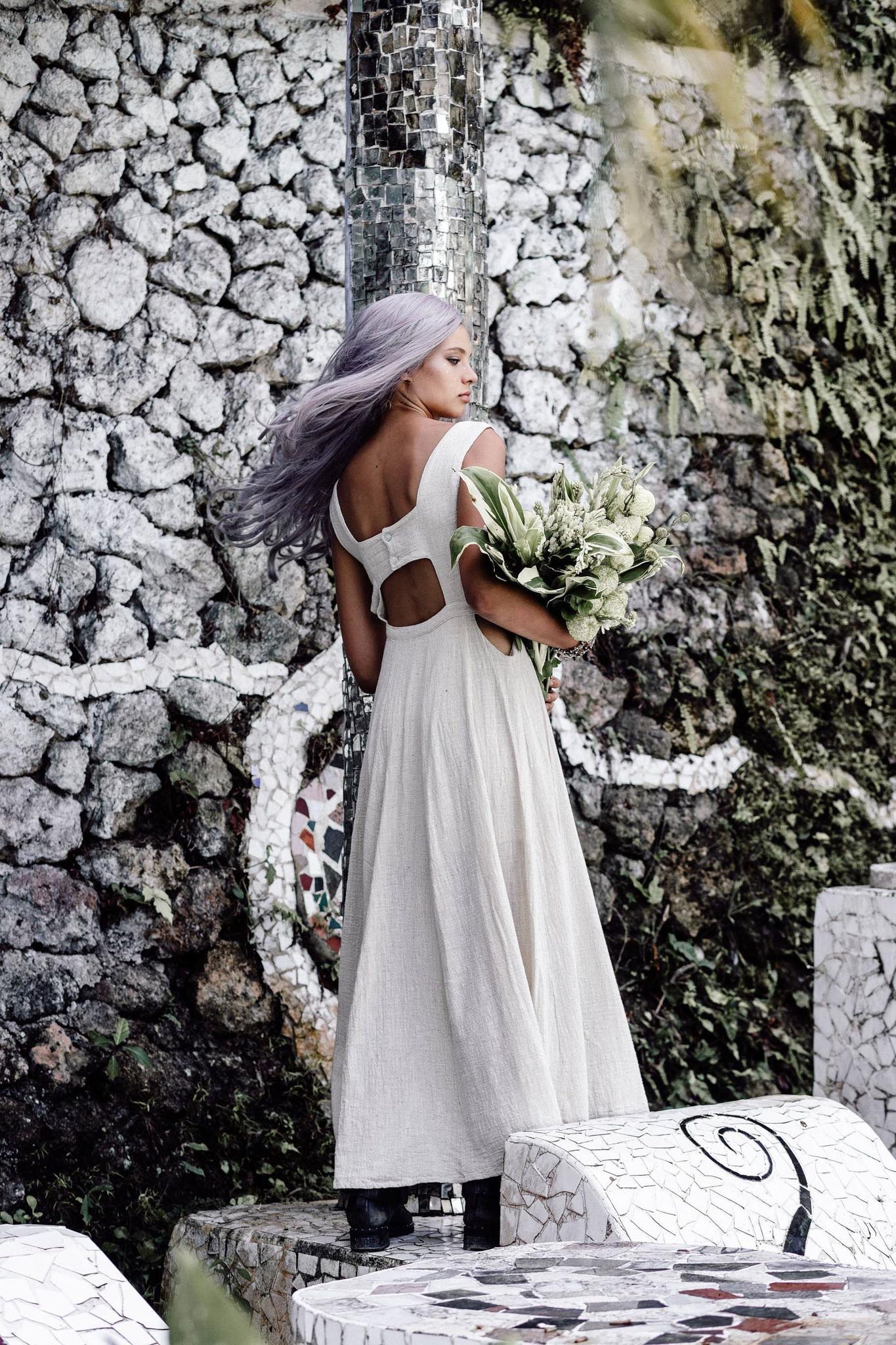 Long Boho Simple Wedding Dress - Image 6