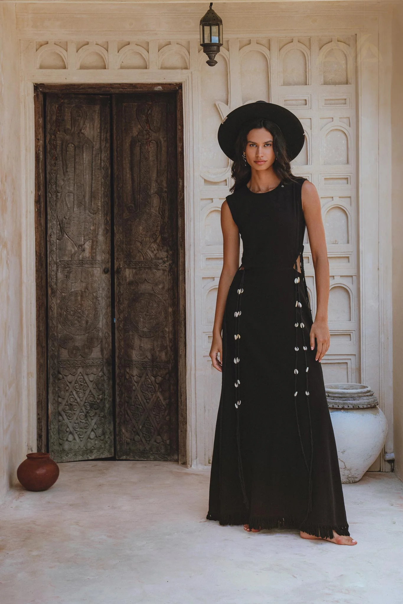 Selkie Dress Black• Open Sides Macrame Robes Dress • Organic Dress - Image 5