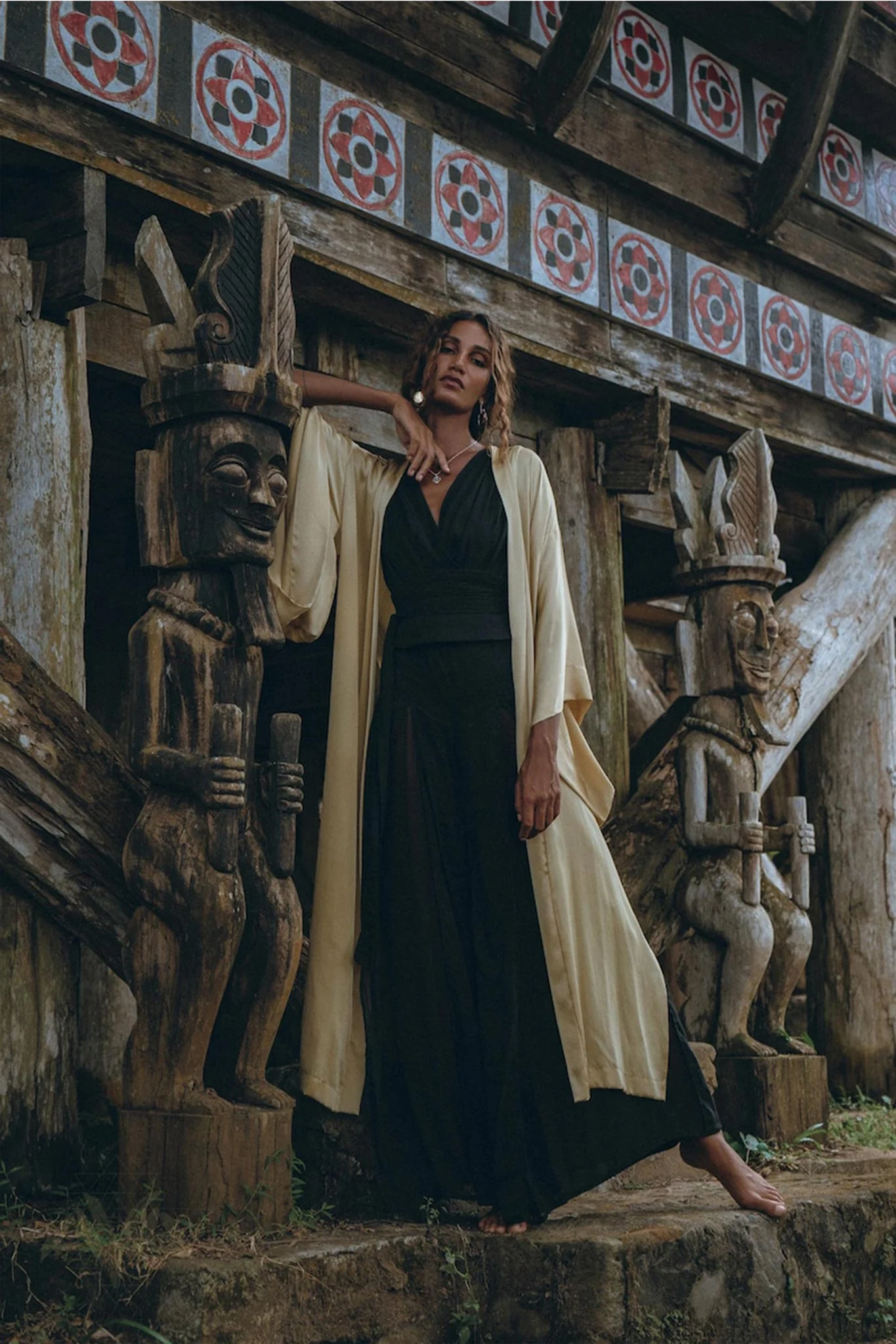 Women's Elegant Black Jumpsuit | Organic Cotton & Ahimsa Silk Romper Dress - Image 3