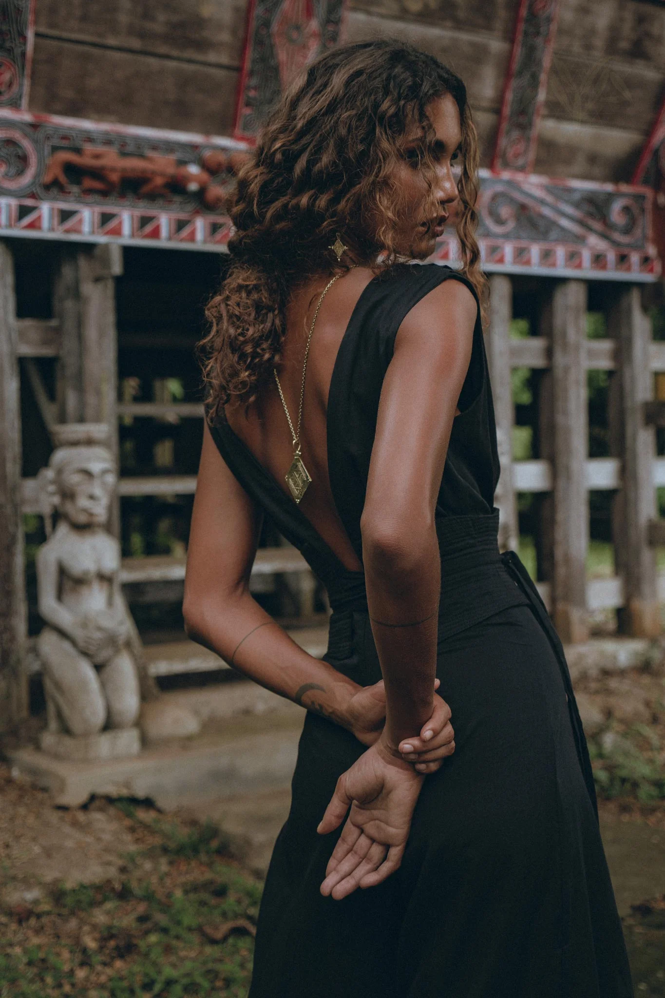 Women's Elegant Black Jumpsuit | Organic Cotton & Ahimsa Silk Romper Dress - Image 7