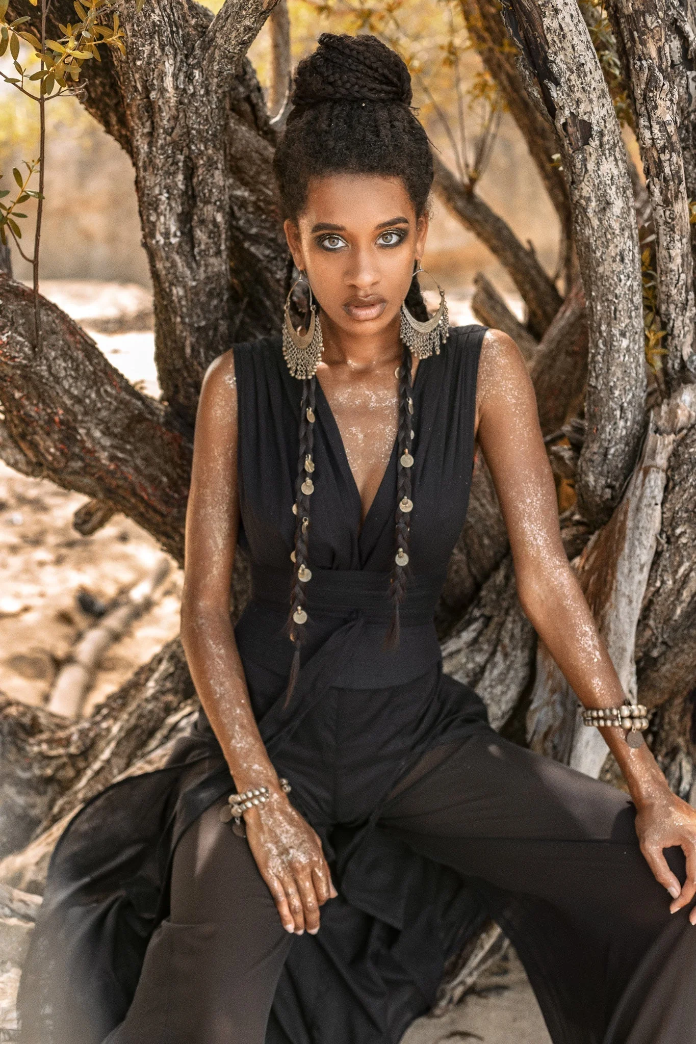 Women's Elegant Black Jumpsuit | Organic Cotton & Ahimsa Silk Romper Dress - Image 9