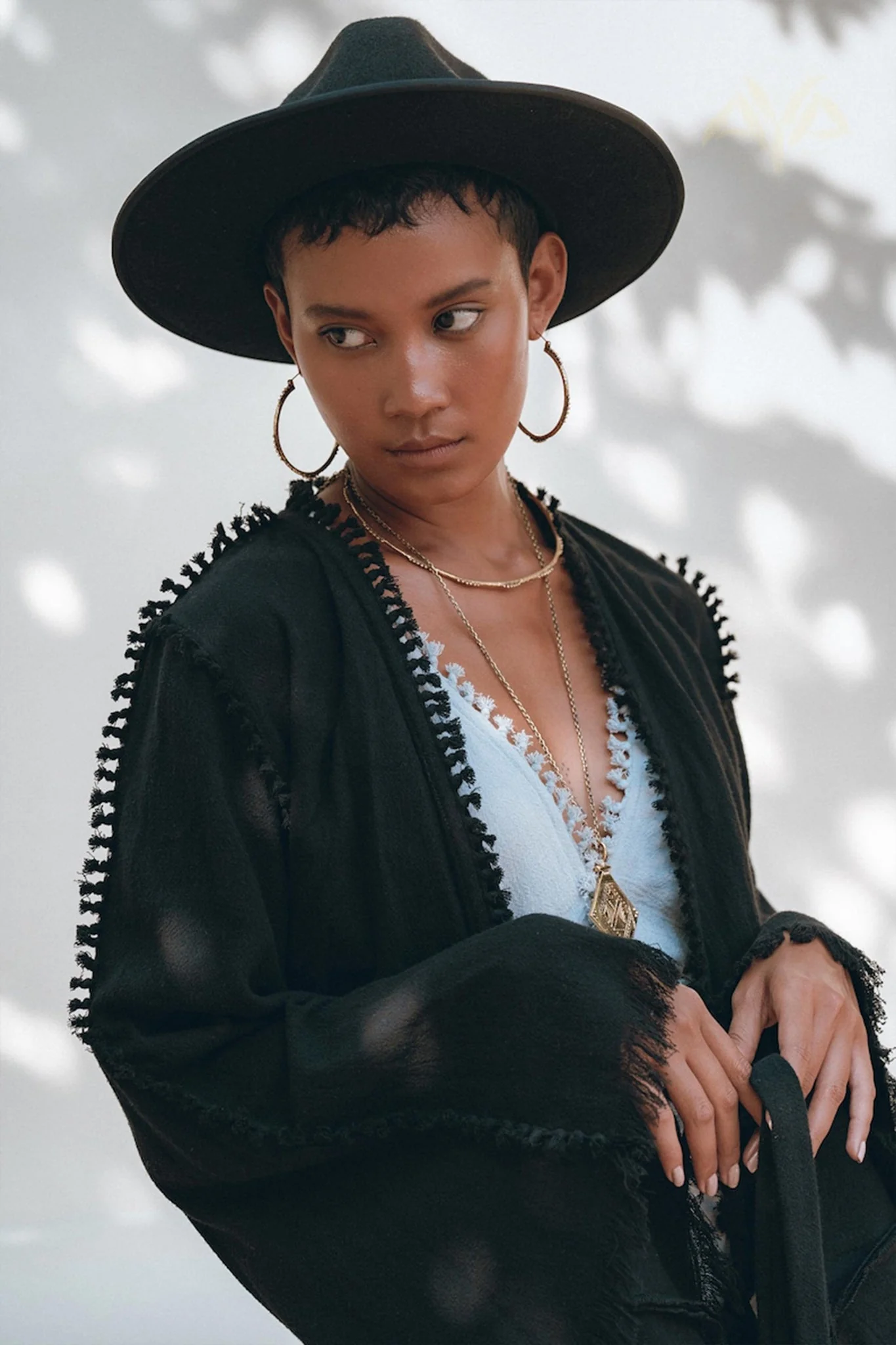Black Boho Wrap Top • Organic Top Women • Wide Sleeve Wrap Top - Image 10