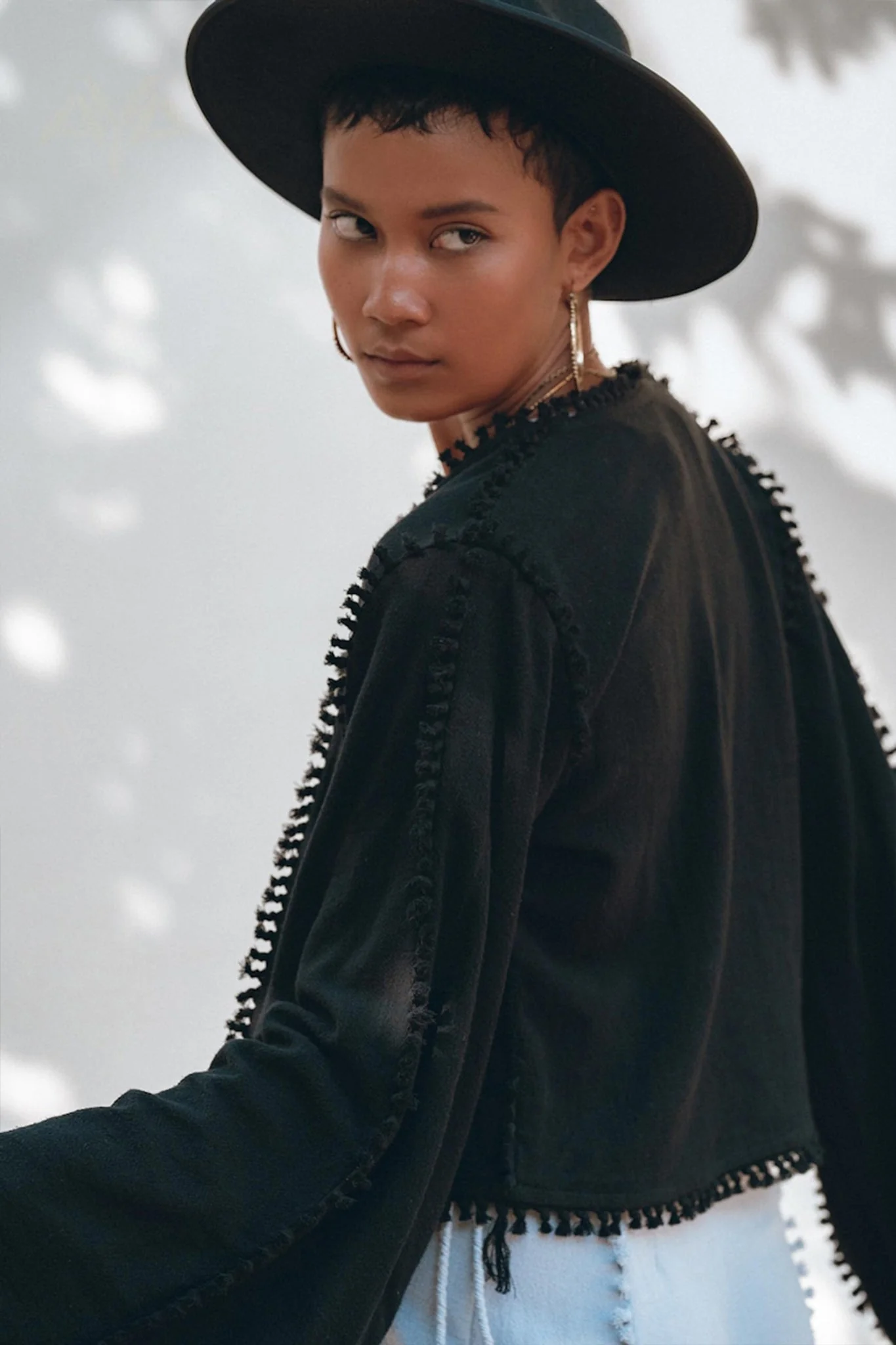 Black Boho Wrap Top • Organic Top Women • Wide Sleeve Wrap Top - Image 5