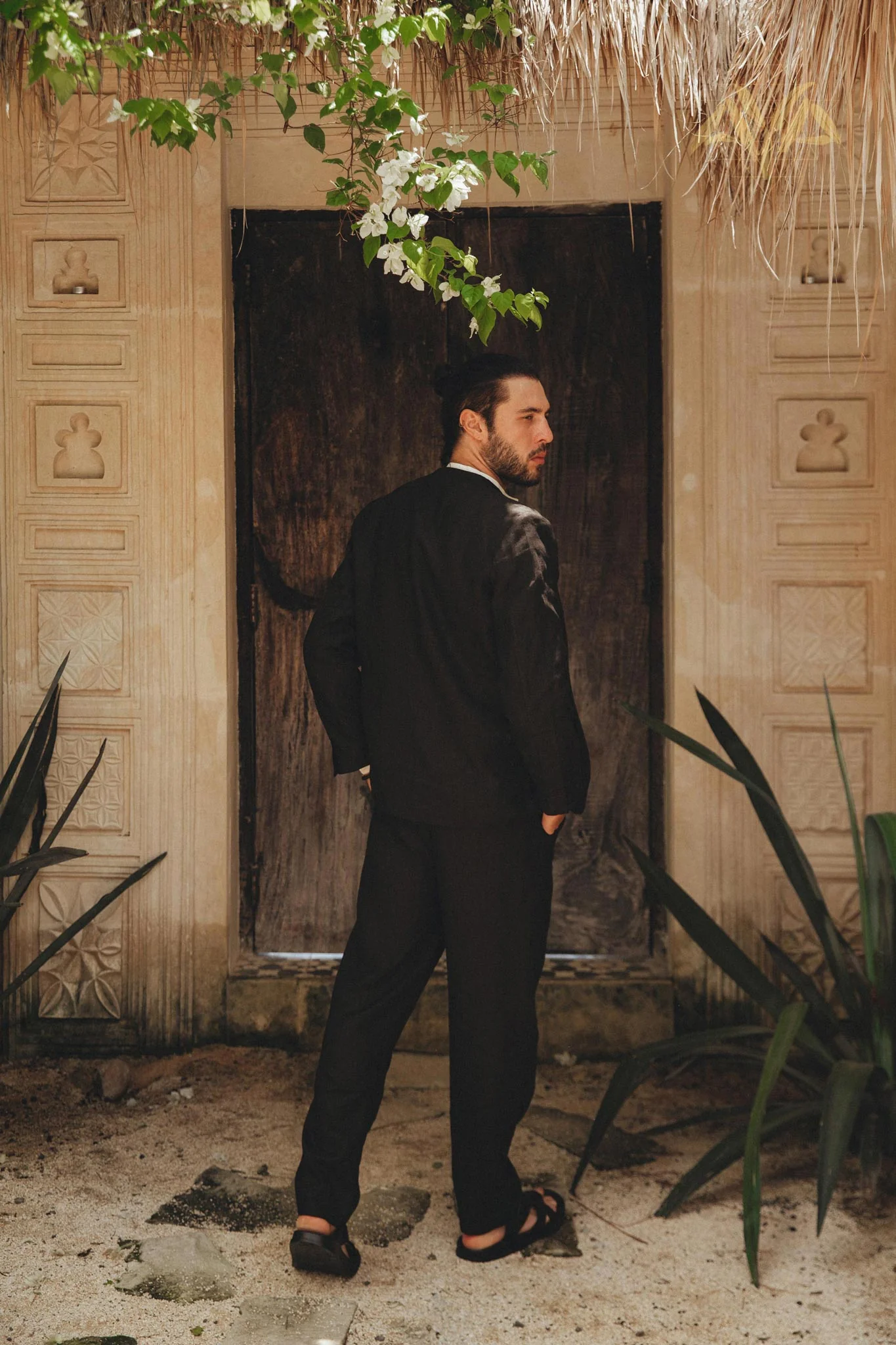 Black Classic Linen Pants for Men - Image 5