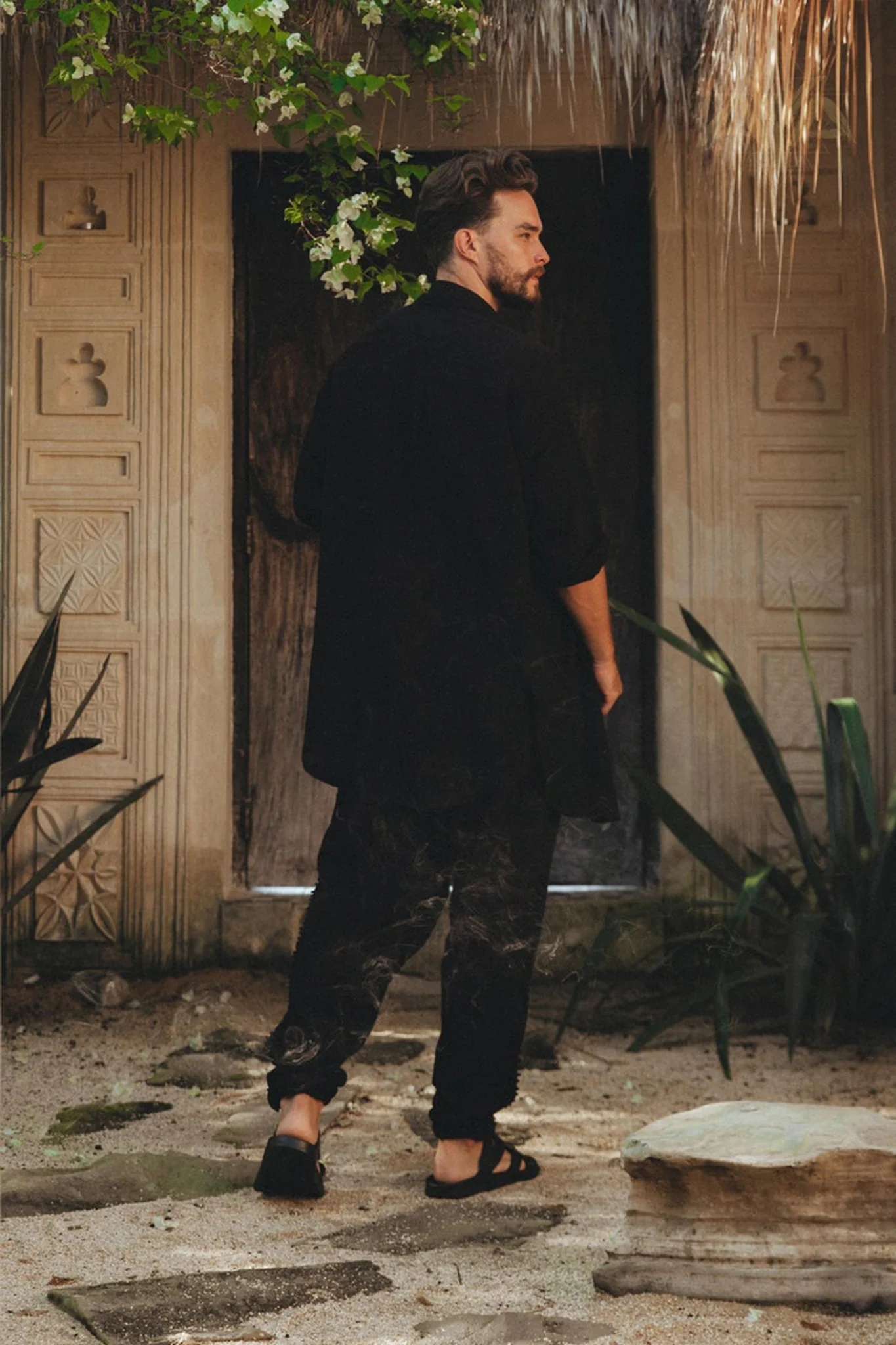 Black Colour Handwoven Cotton Pants for Men - Image 5