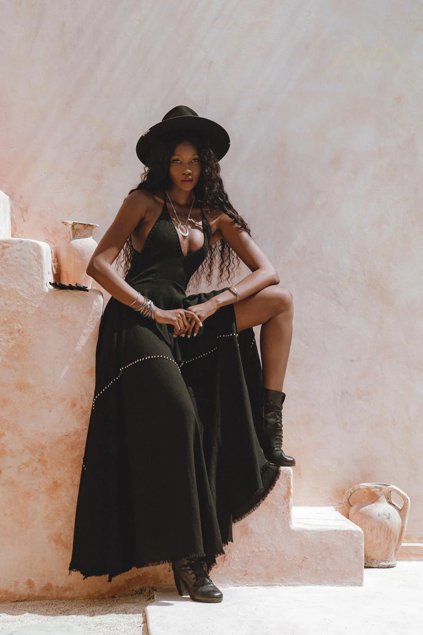 Shakti Dress • Black Gothic Cocktail Dress • Boho Summer Dress - Image 2