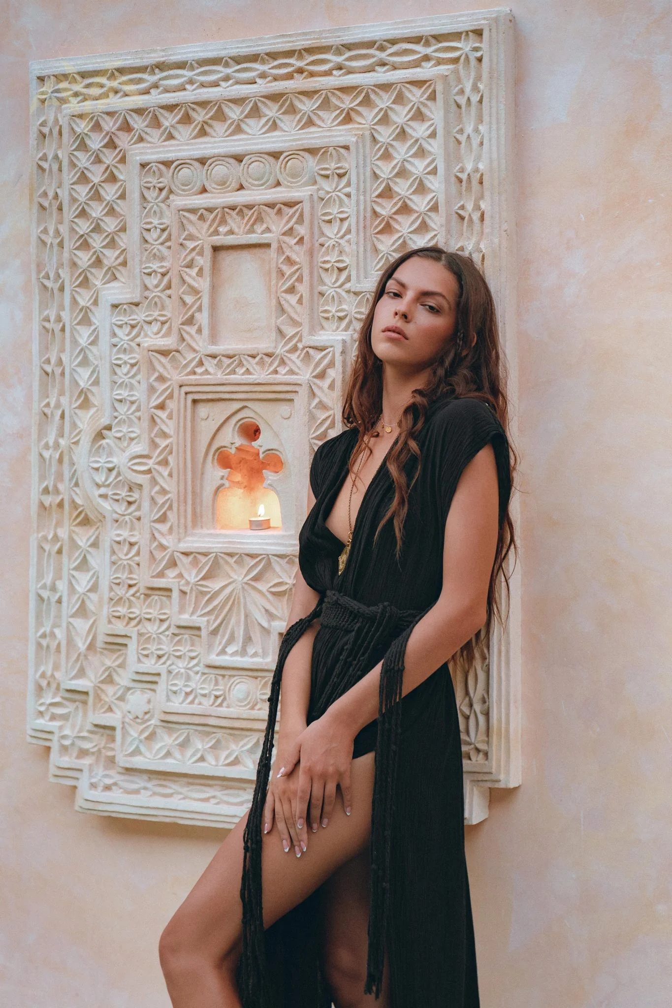 Black Goddess Macrame Dress • Boho Macrame Organic Wedding Dress - Image 4