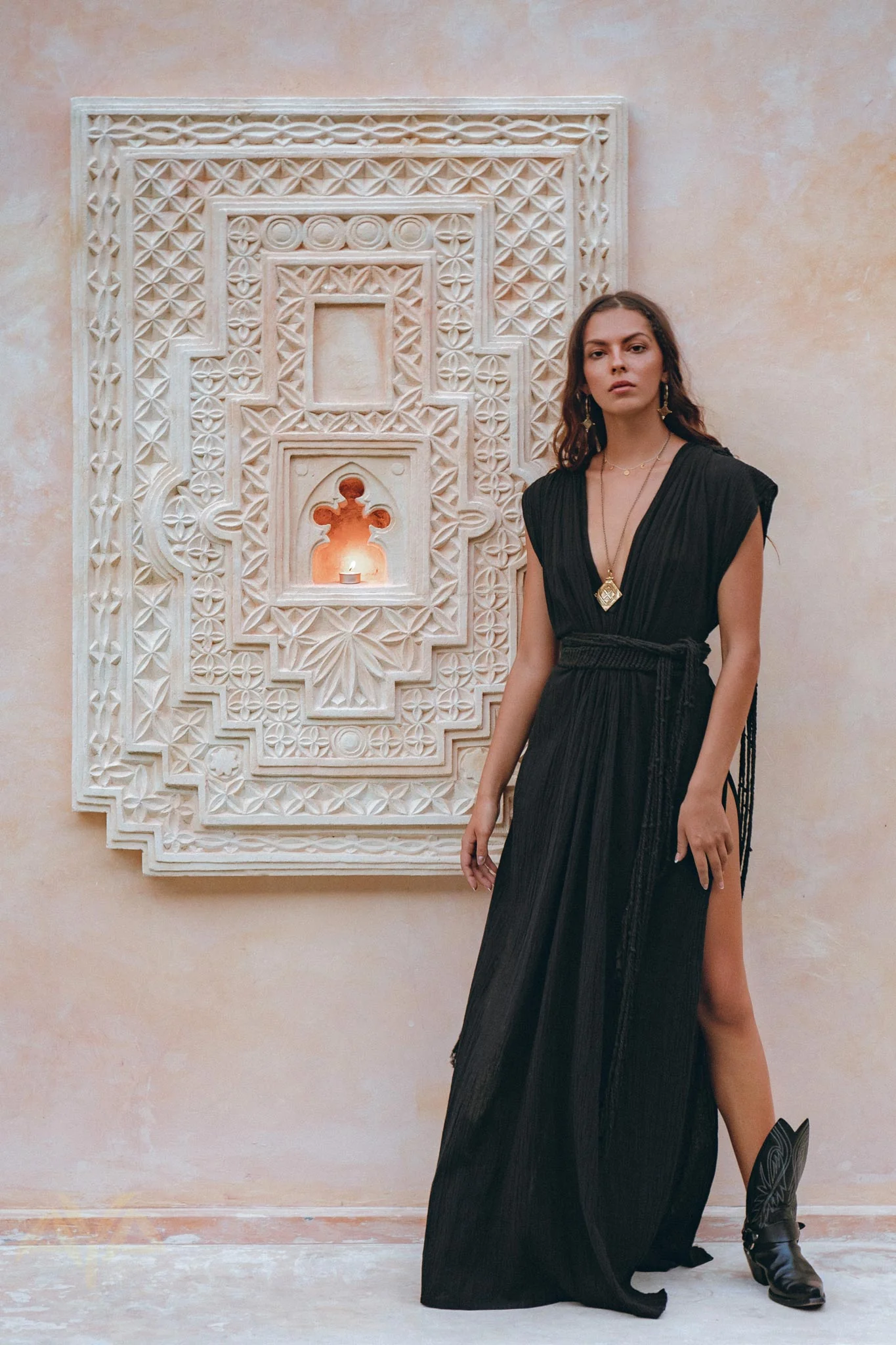 Black Goddess Macrame Dress • Boho Macrame Organic Wedding Dress - Image 6
