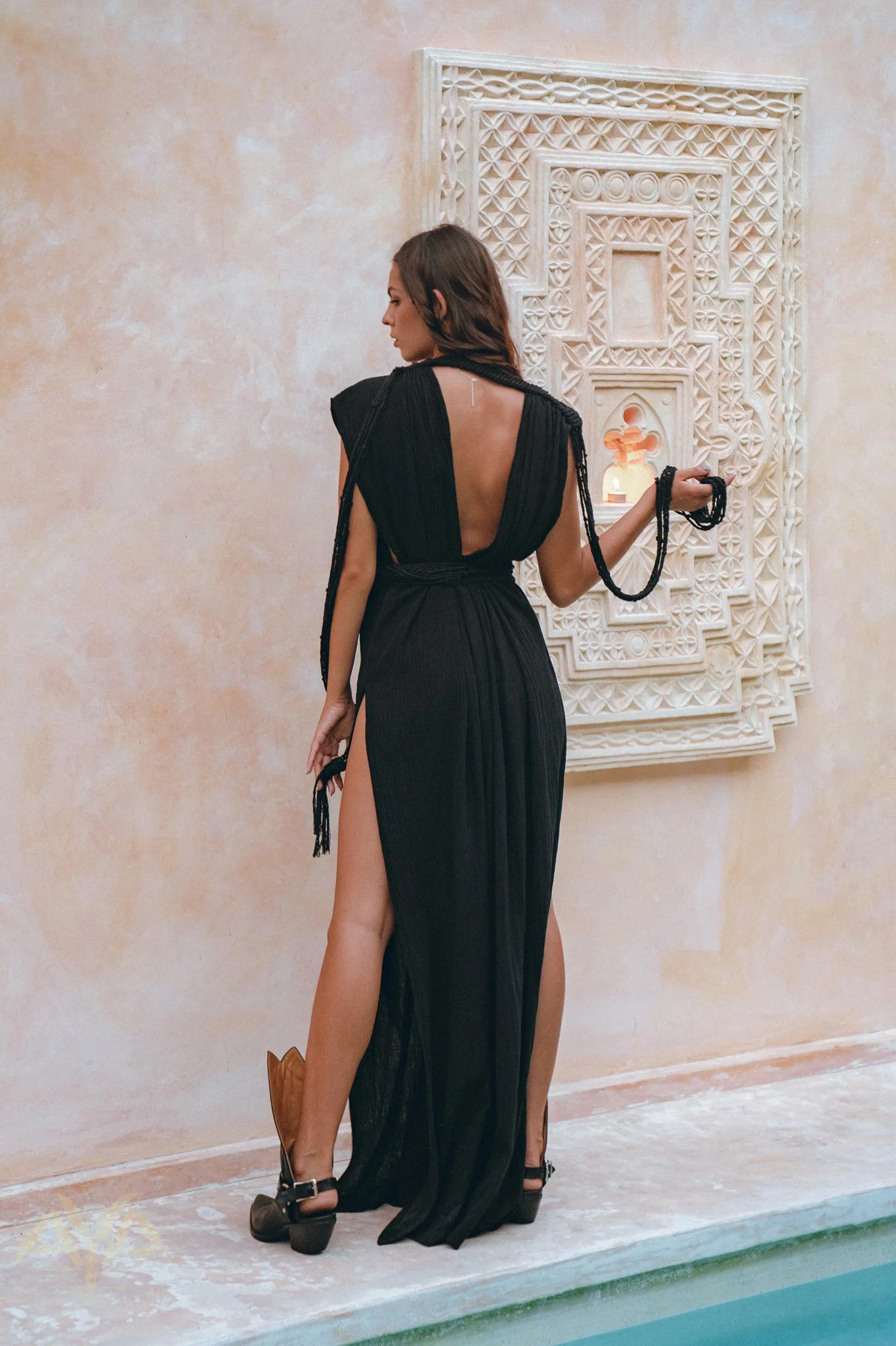 Black Goddess Macrame Dress • Boho Macrame Organic Wedding Dress - Image 9