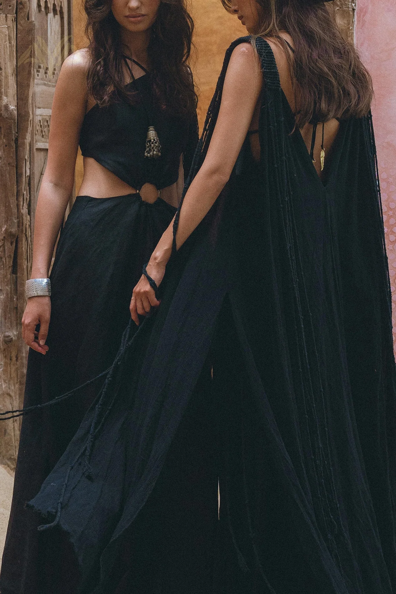 Black Athena Cape • Summer Beach Kaftan • Boho Long Robe • Greek Goddess Cape Dress - Image 3