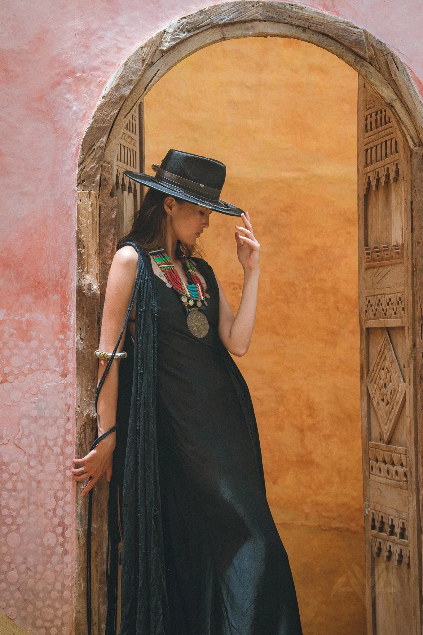 Black Athena Cape • Summer Beach Kaftan • Boho Long Robe • Greek Goddess Cape Dress - Image 5