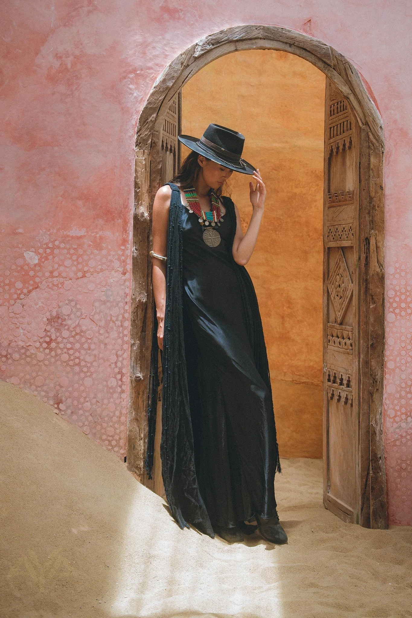 Black Athena Cape • Summer Beach Kaftan • Boho Long Robe • Greek Goddess Cape Dress - Image 6