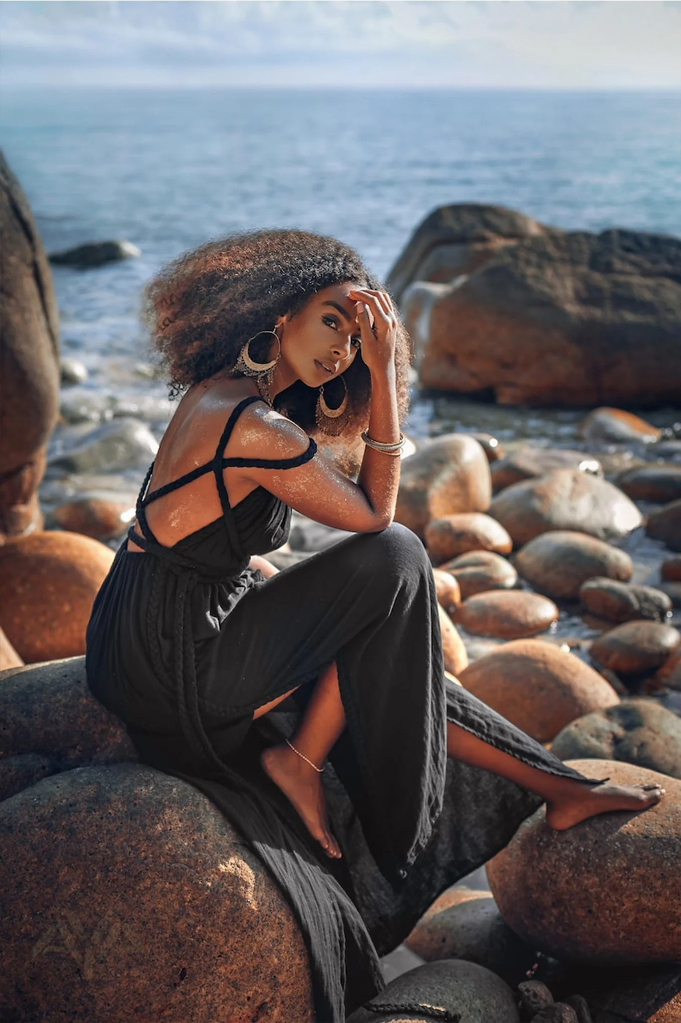 Black Greek Goddess Prom Boho Evening Dress - Image 8