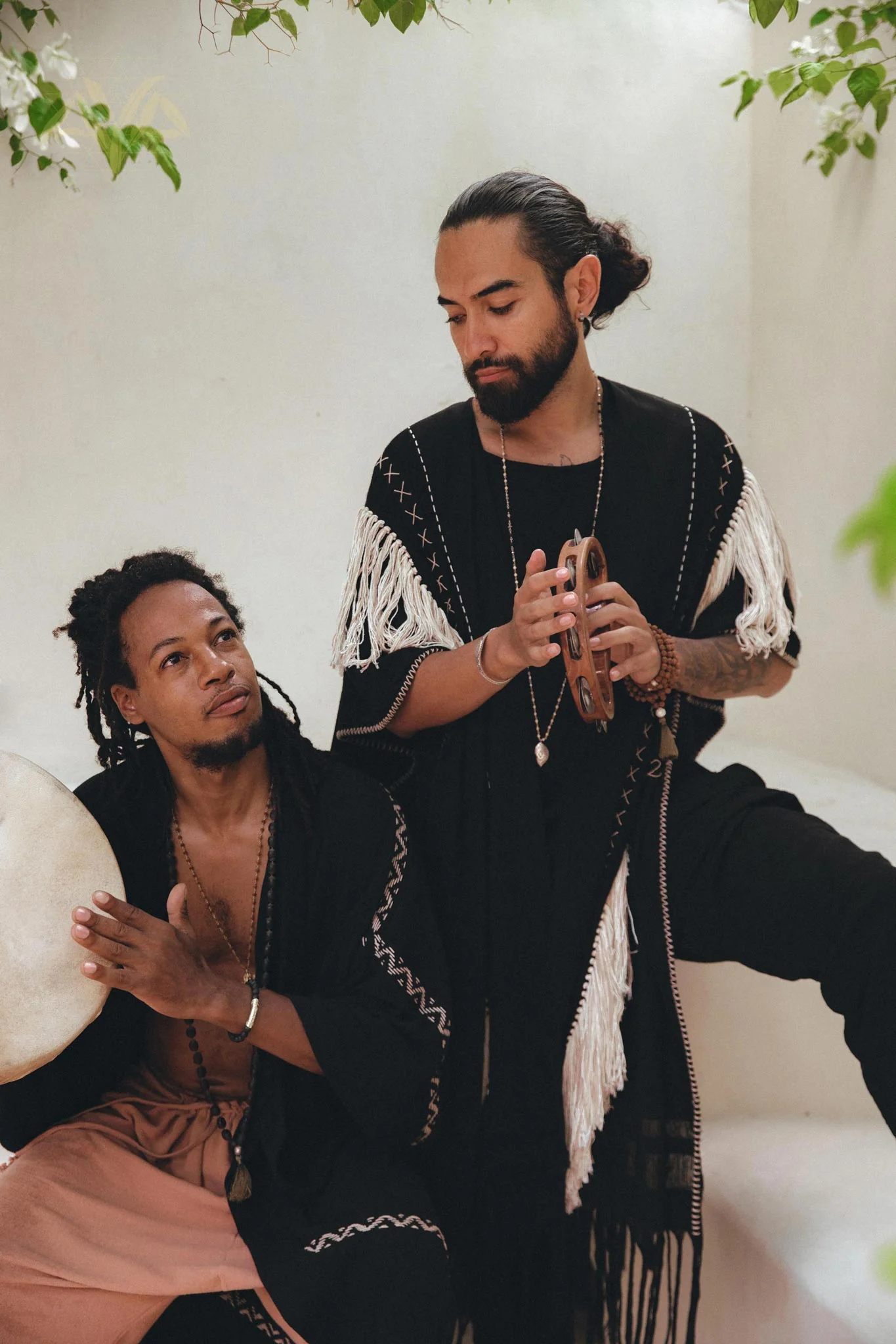 Black Hand Embroidered Tribal Kimono Overcoat for Men - Image 3