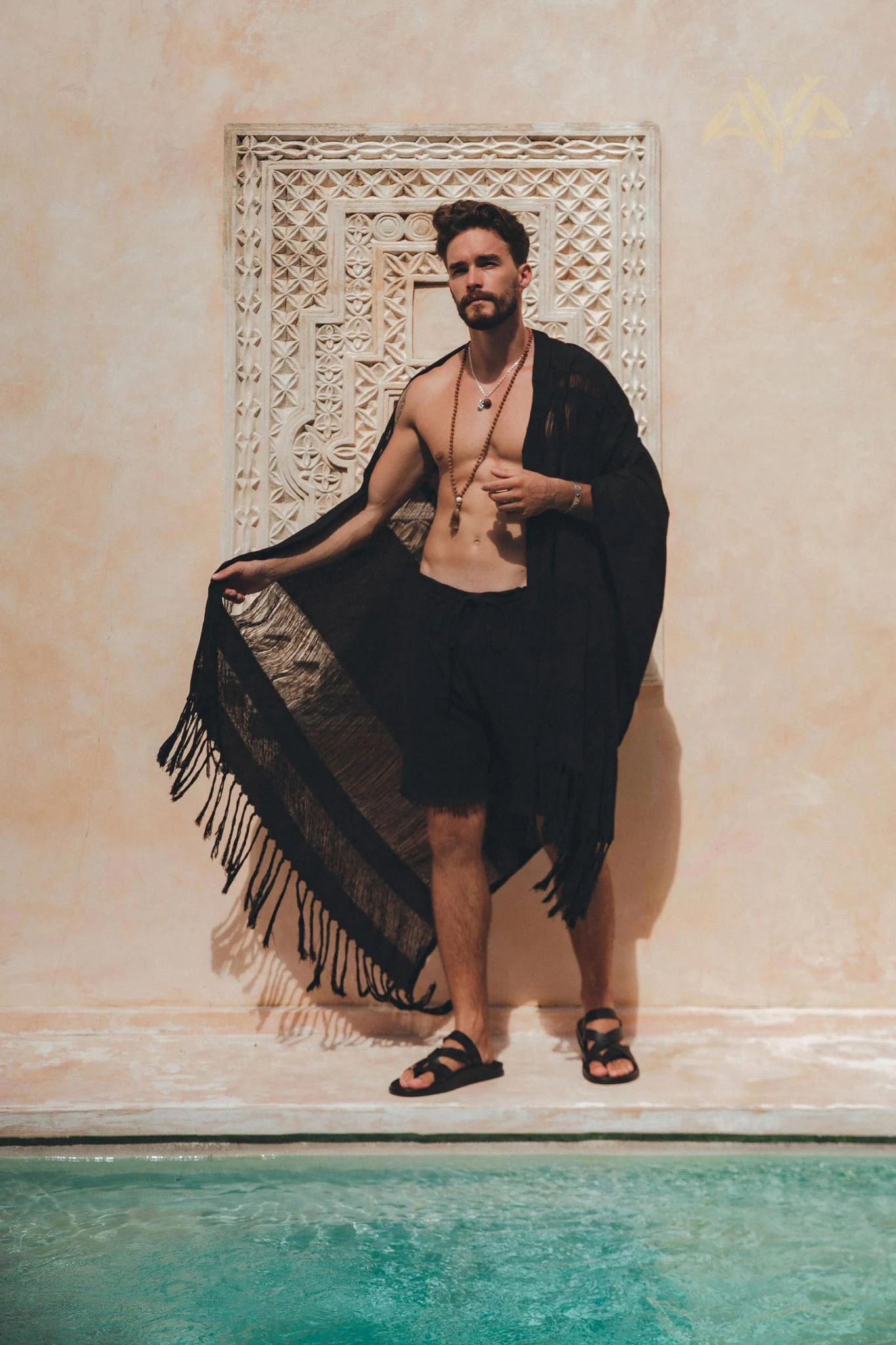 Black Hand Loomed Boho Fringed Sarong - Image 3
