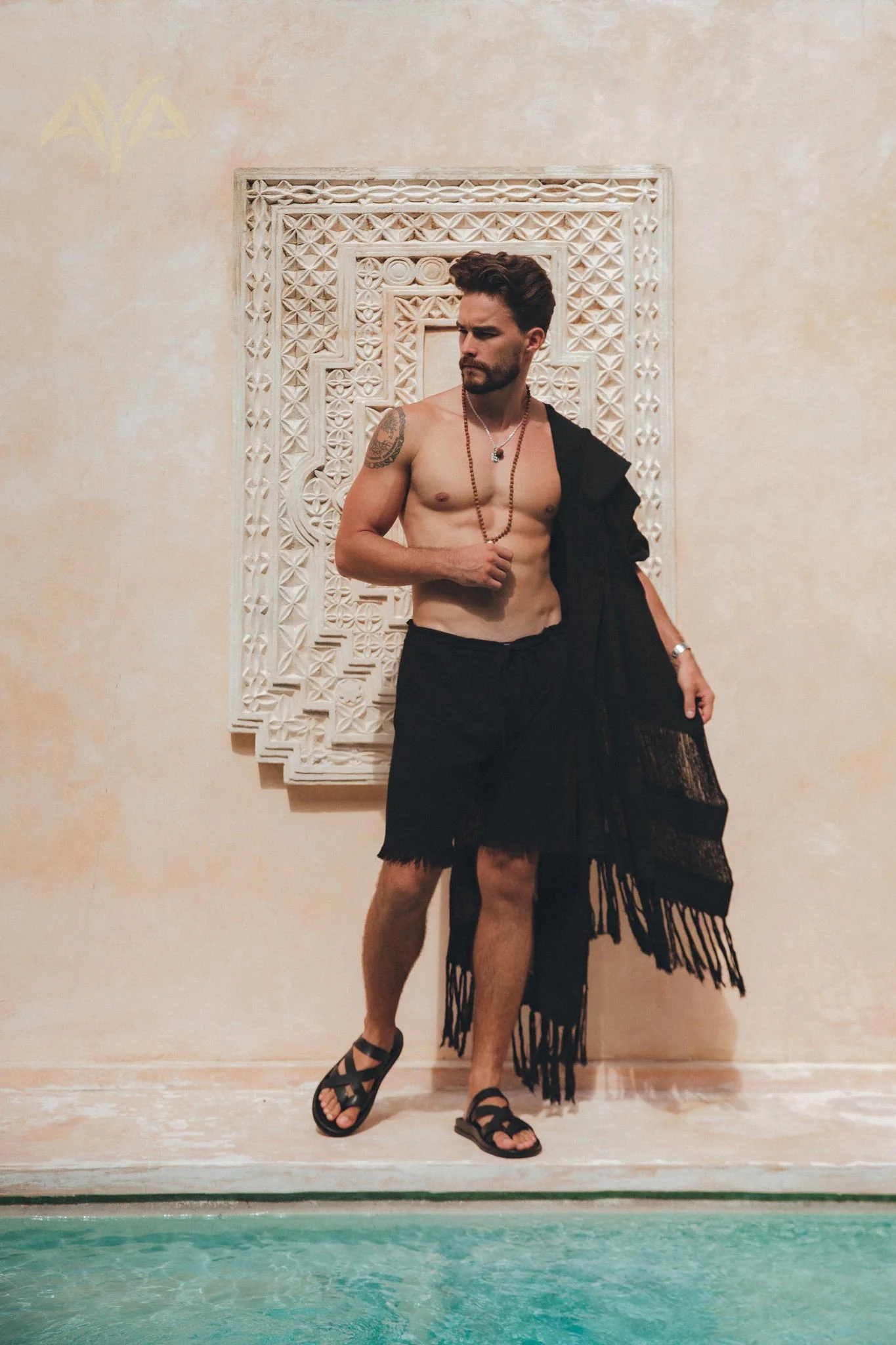 Black Hand Loomed Boho Fringed Sarong - Image 4