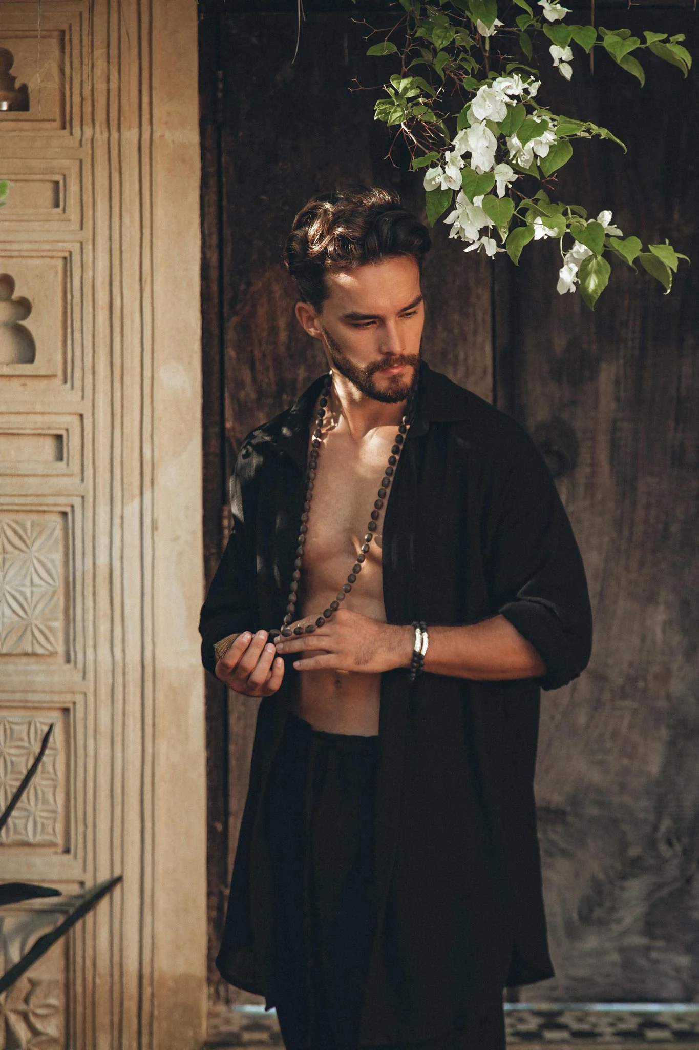 Black Handwoven Cotton Oversized Shirt for Men - Image 6