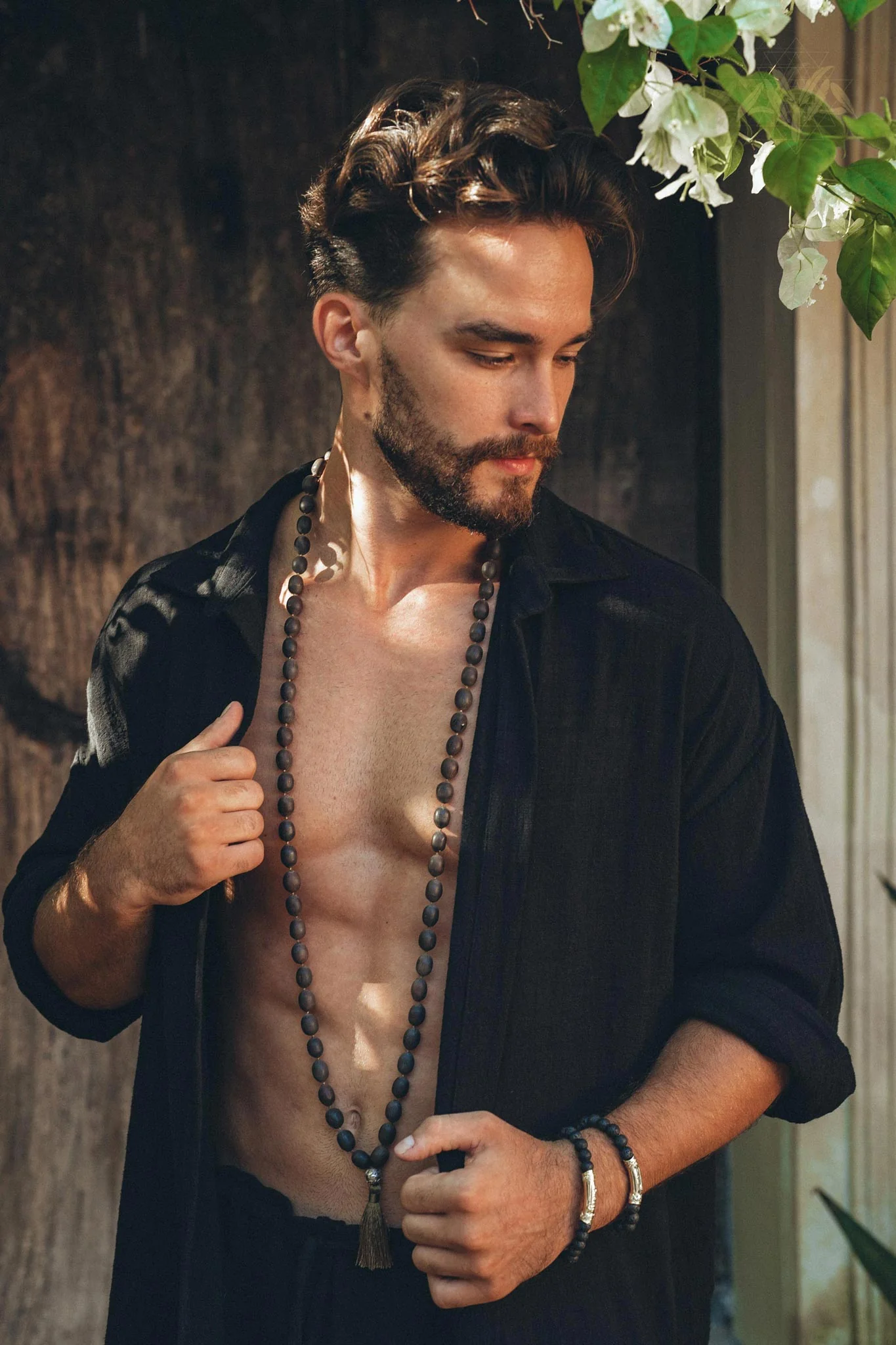 Black Handwoven Cotton Oversized Shirt for Men - Image 7