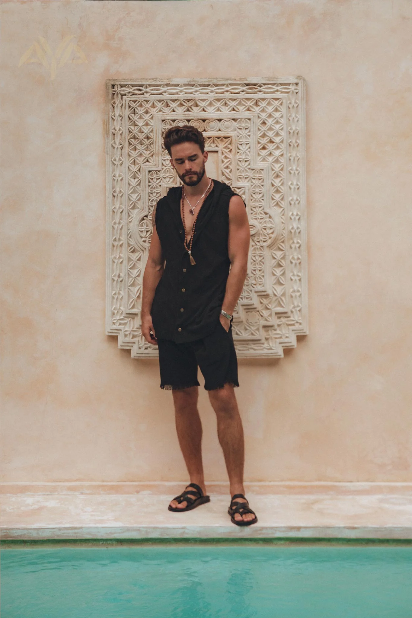 Black Handwoven Cotton Shorts for Men - Image 3