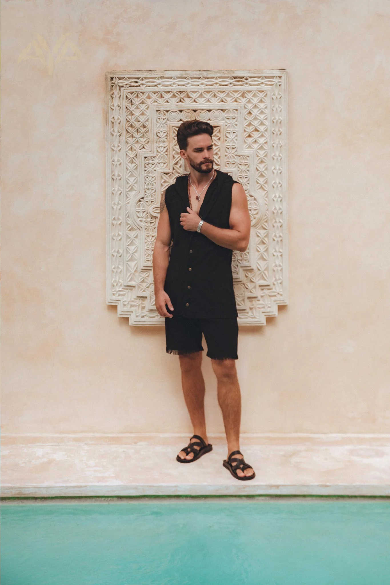 Black Handwoven Cotton Shorts for Men - Image 5