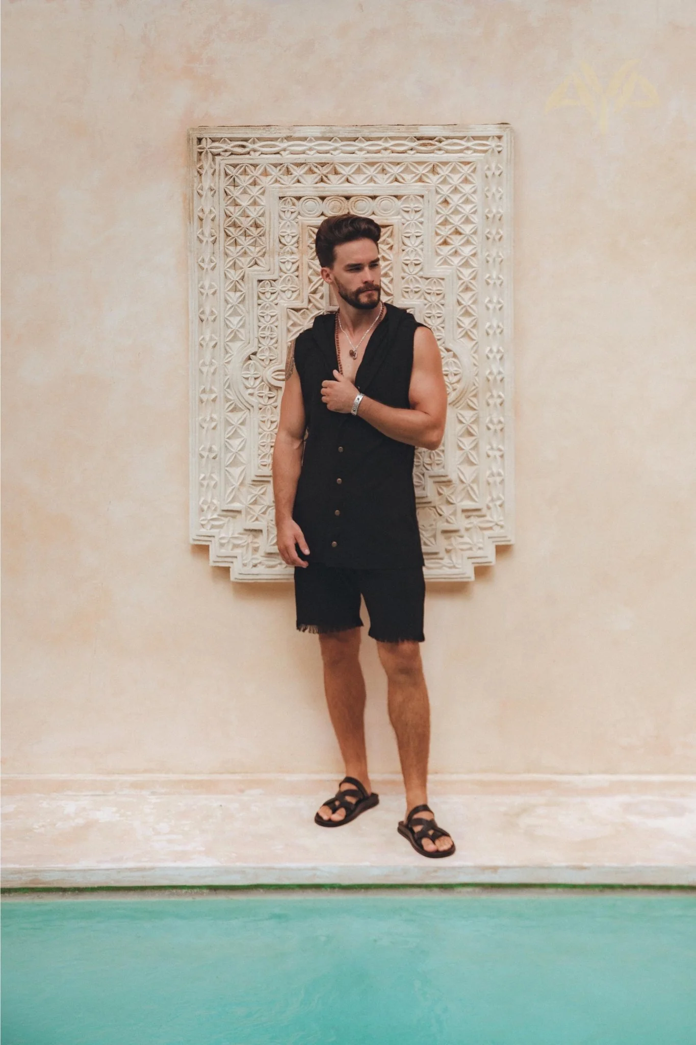 Black Hooded Vest Waistcoat for Men - Image 10