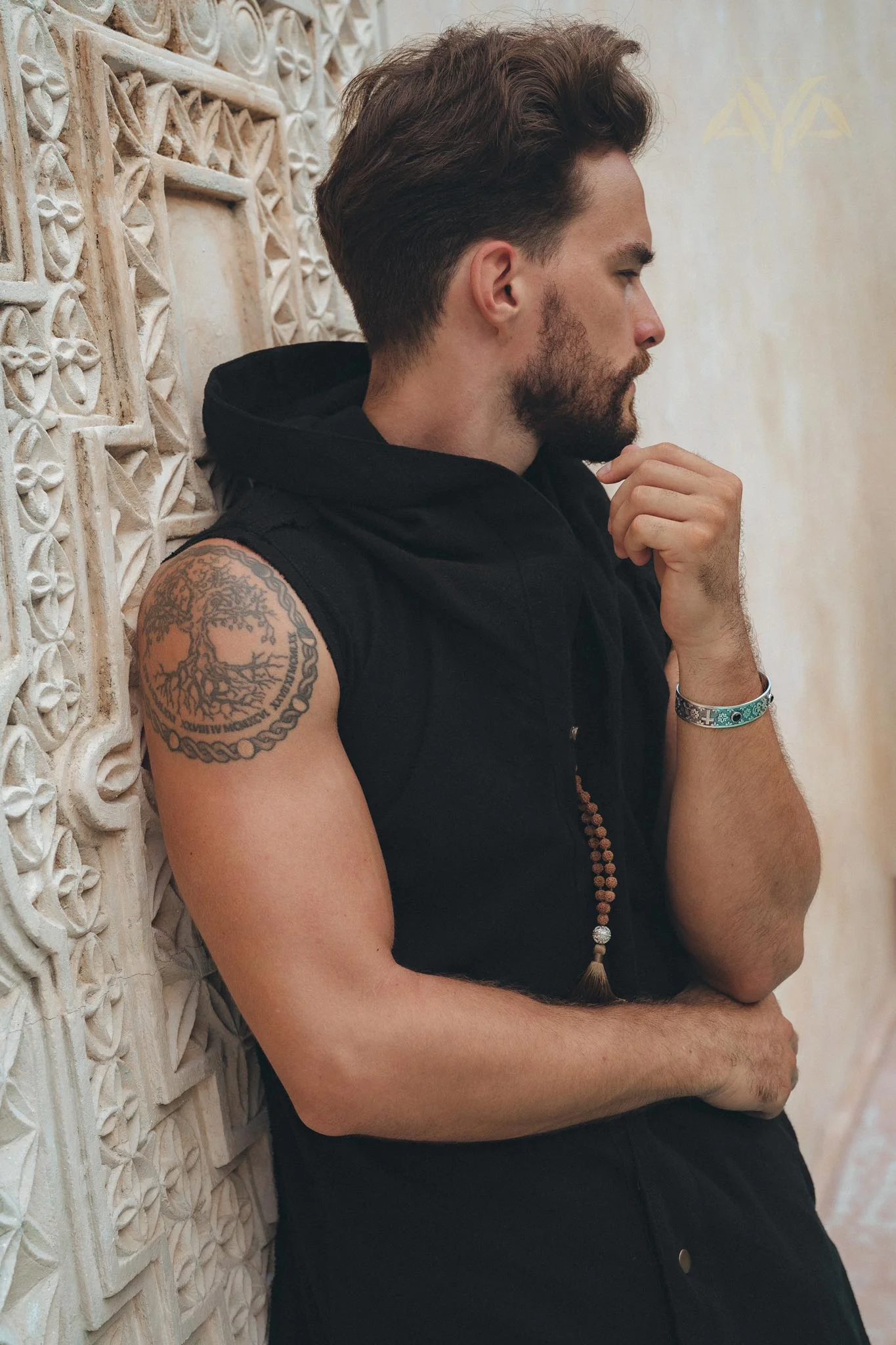 Black Hooded Vest Waistcoat for Men - Image 3