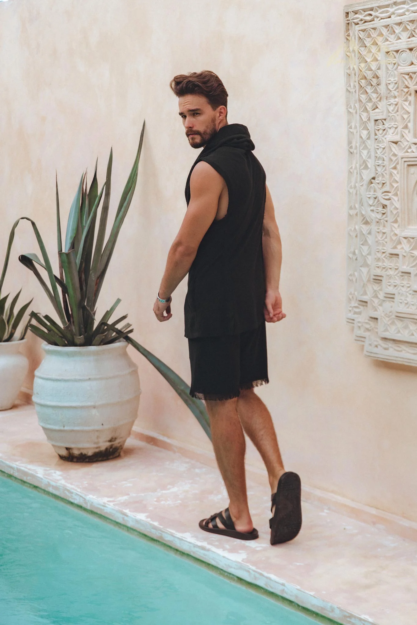 Black Hooded Vest Waistcoat for Men - Image 7