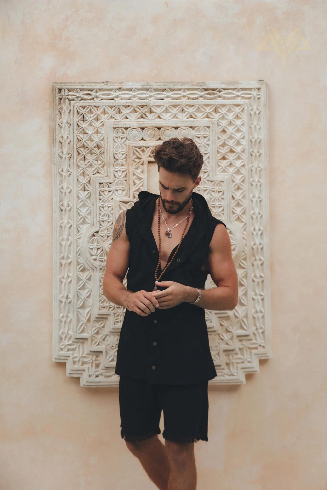 Black Hooded Vest Waistcoat for Men - Image 8