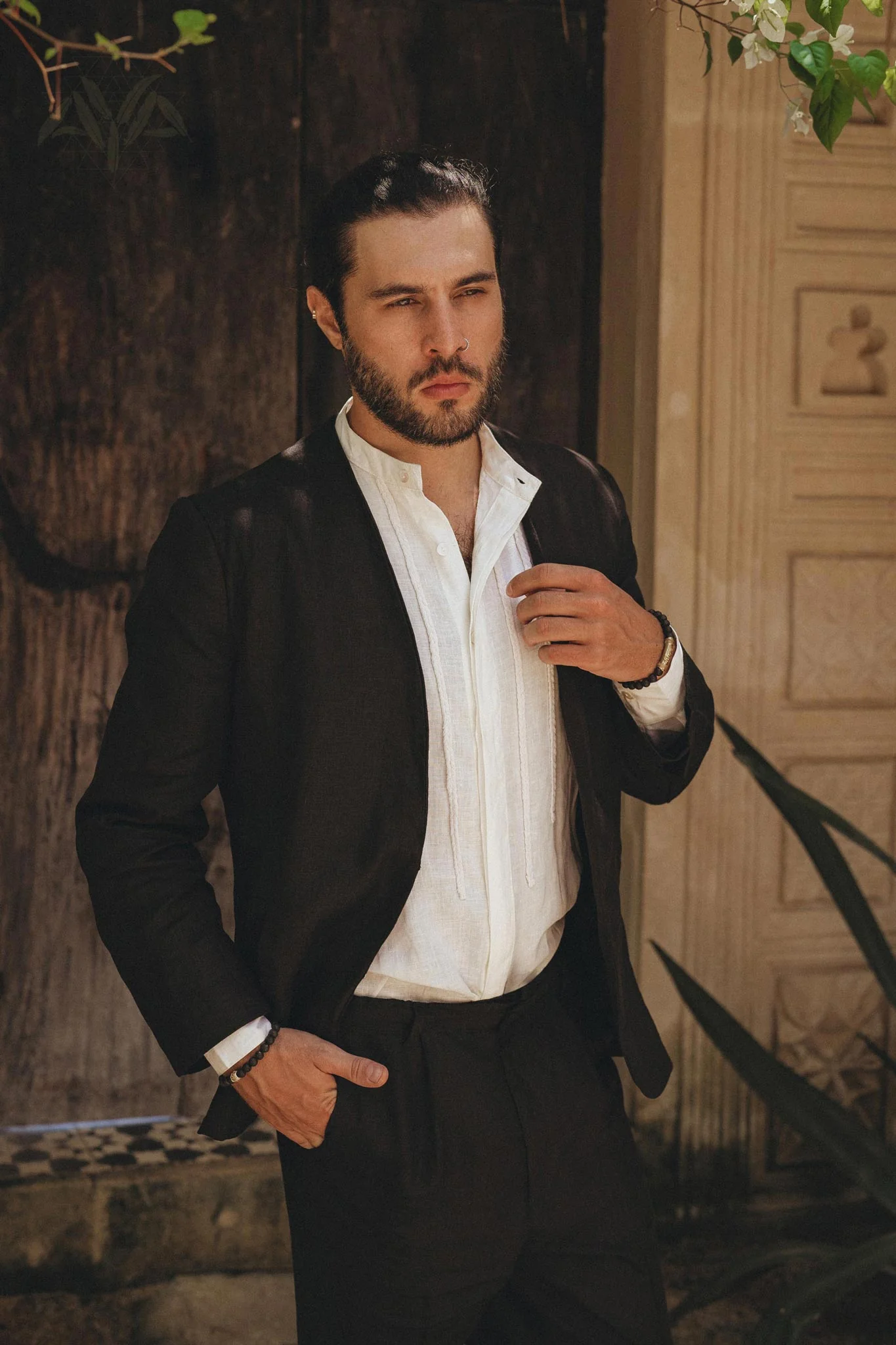 Men's Fine Linen Blazer Jacket | Botanically Dyed Organic Boho Suit Coat