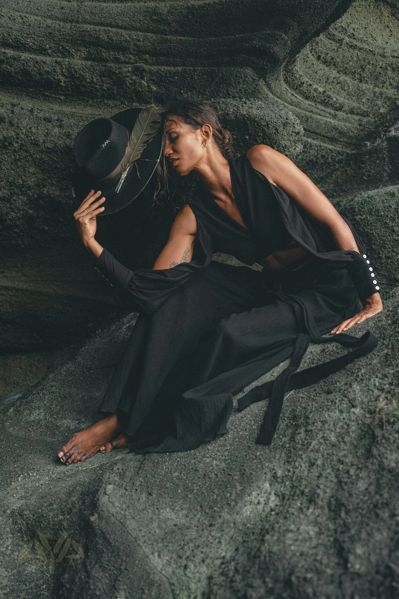 Black Open Shoulders set • Boho Crop Top and Pants • Goth Adjustable Set - Image 6