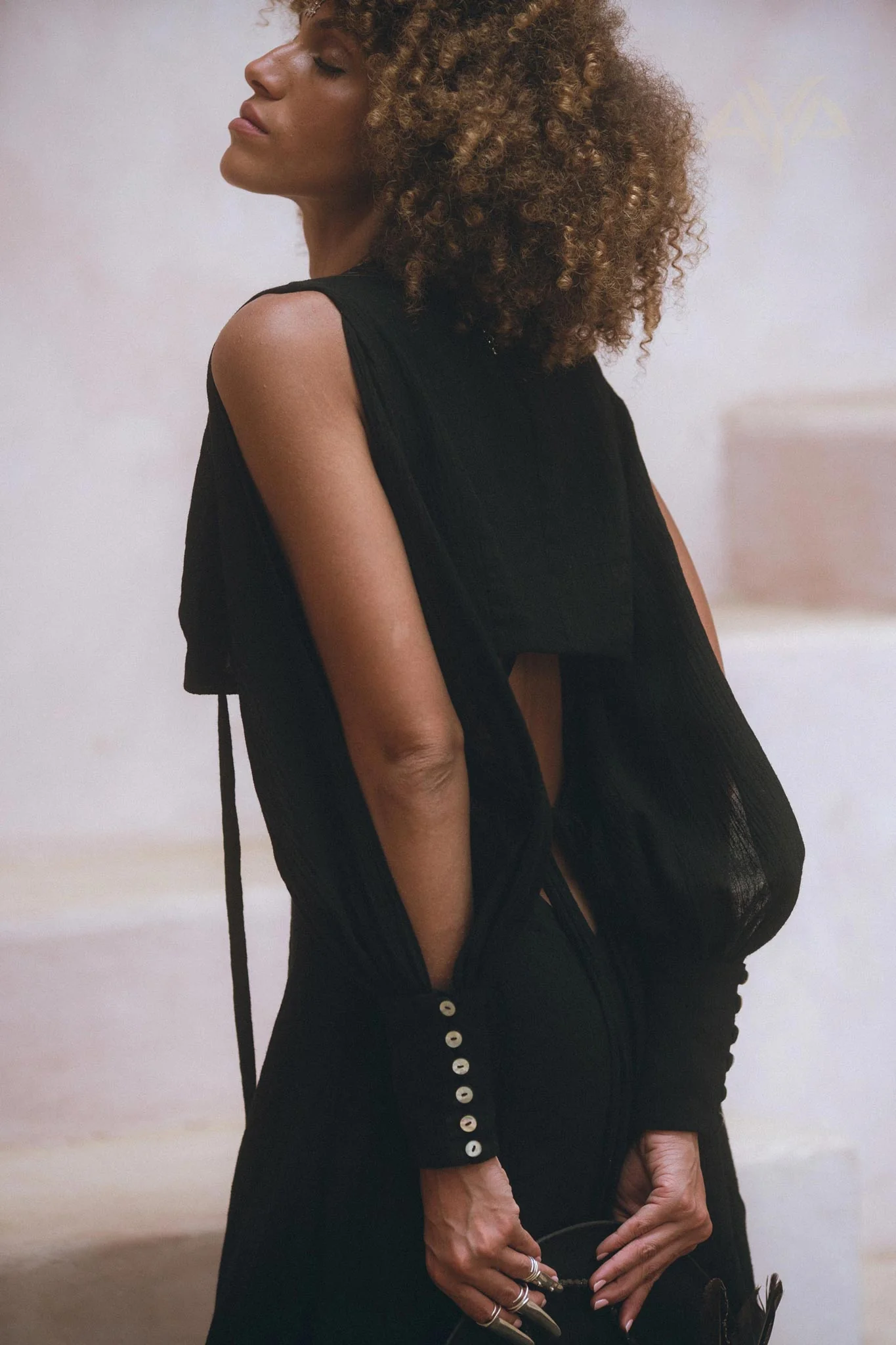 Black Open Shoulders set • Boho Crop Top and Pants • Goth Adjustable Set - Image 9