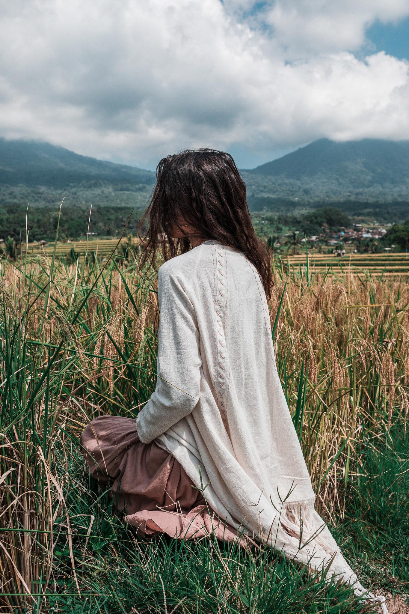 Off-White Bohemian Raw Cotton Coat Cape Wrap - Image 5