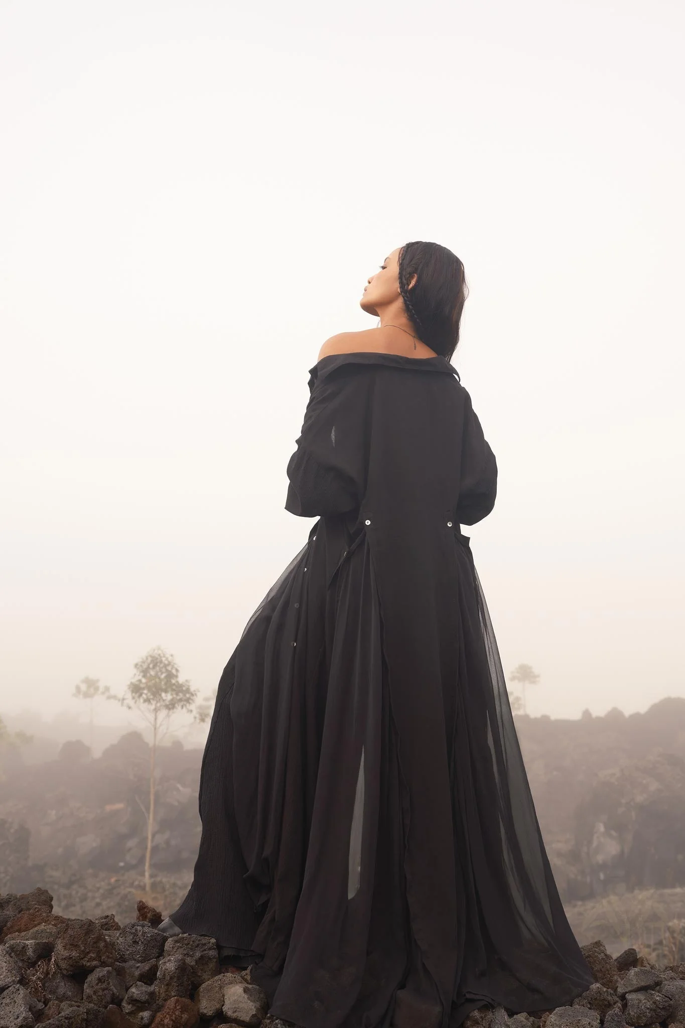 Black Kannika Shirt Dress • Black Gothic Cover Up Dress • Long Sleeves Shirt Dress - Image 2