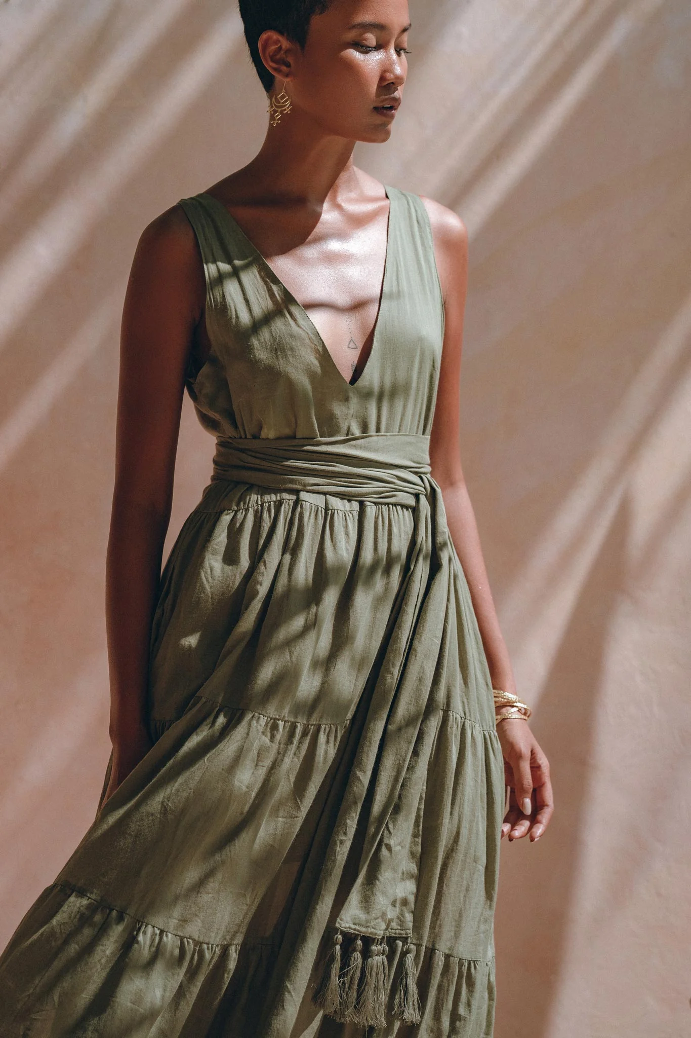 Boho Bridesmaid Dress • Bohemian Dress • Sage Green Adjustable Dress - Image 3