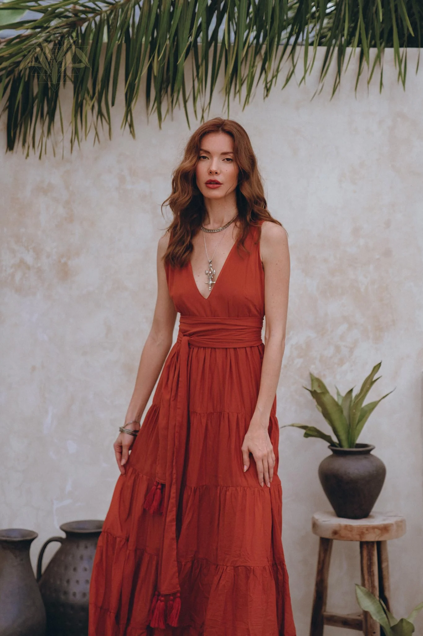 Boho Bridesmaid Dress • Boho Belted Dress • Red Maxi Adjustable Dress - Image 3