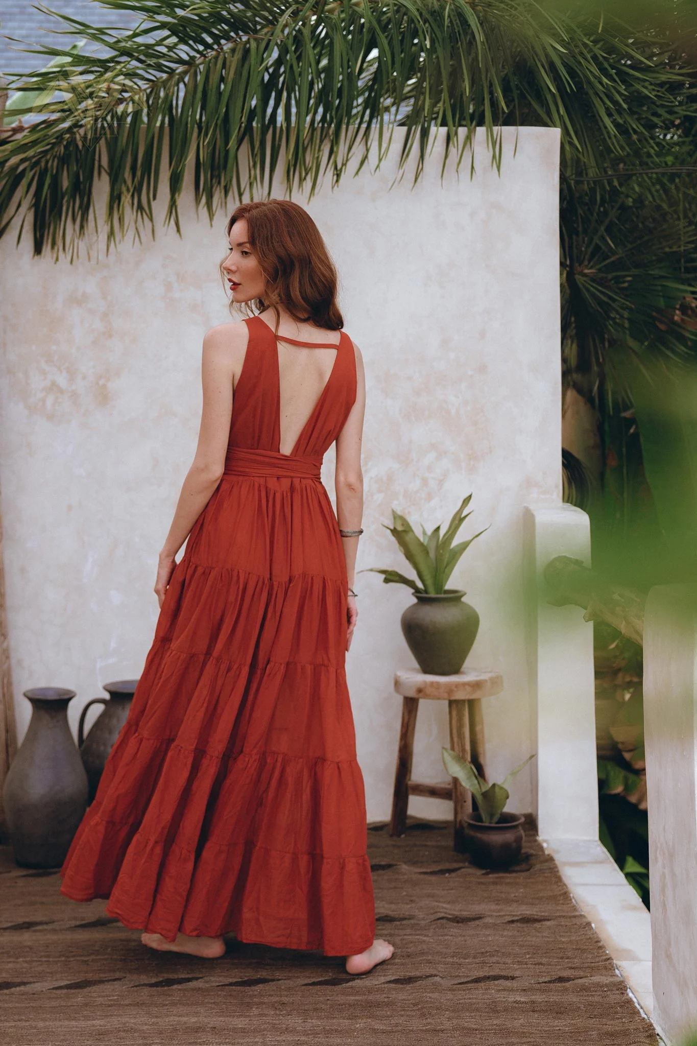 Boho Bridesmaid Dress • Boho Belted Dress • Red Maxi Adjustable Dress - Image 7