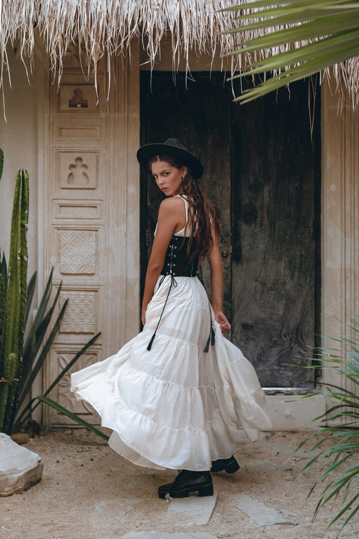 Boho Dress for Women • Off-White Maxi Adjustable Dress • Bohemian Dress - Image 2