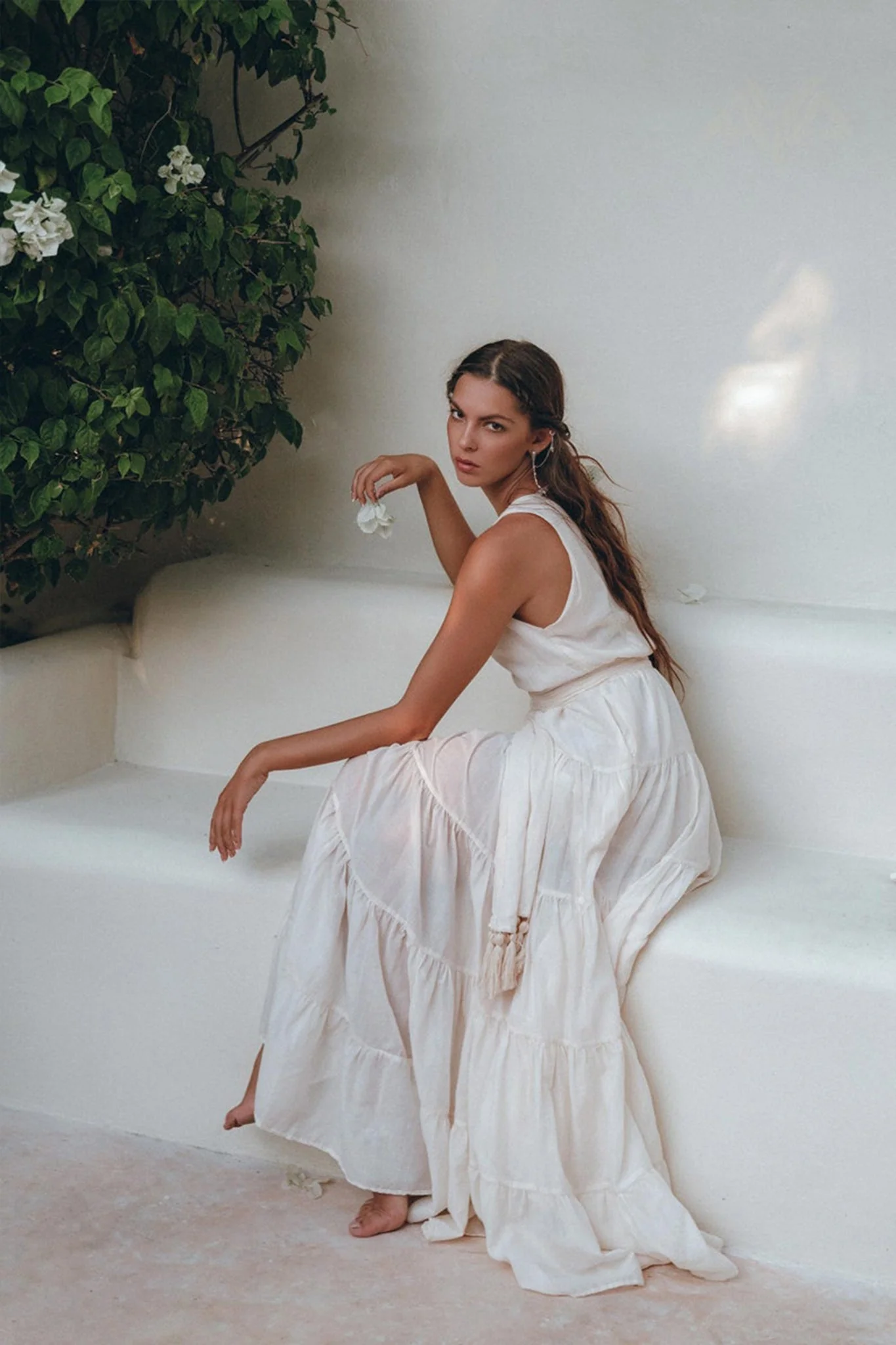 Boho Dress for Women • Off-White Maxi Adjustable Dress • Bohemian Dress - Image 4
