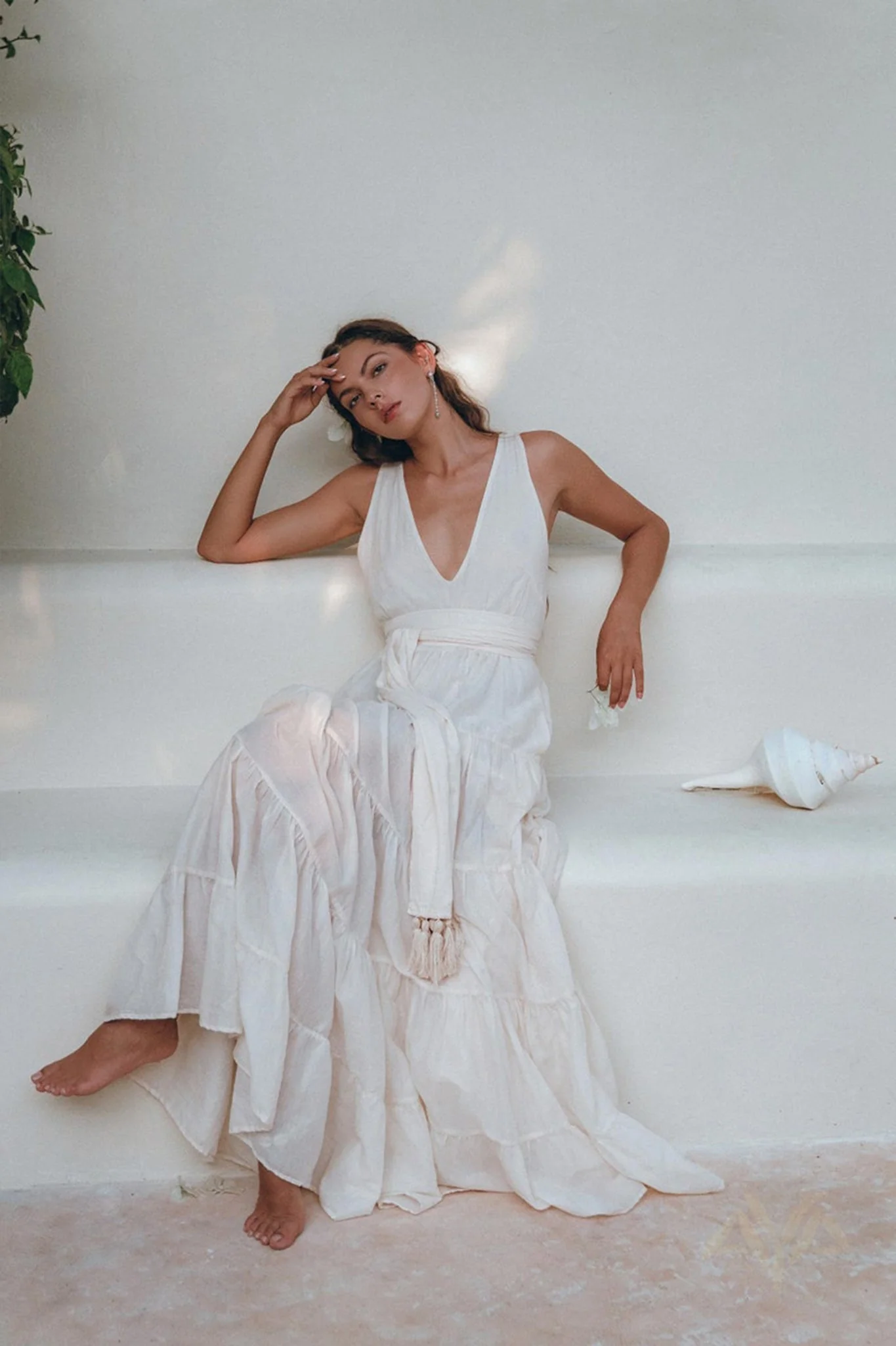 Boho Dress for Women • Off-White Maxi Adjustable Dress • Bohemian Dress - Image 5