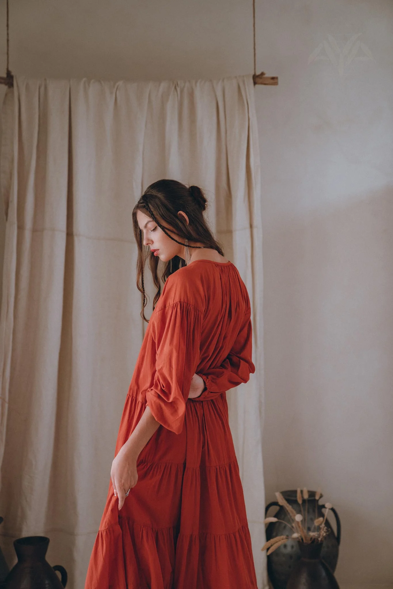 Boho Dress for Women • Wine Red Boho Prom Dress • Light Summer Dress - Image 6