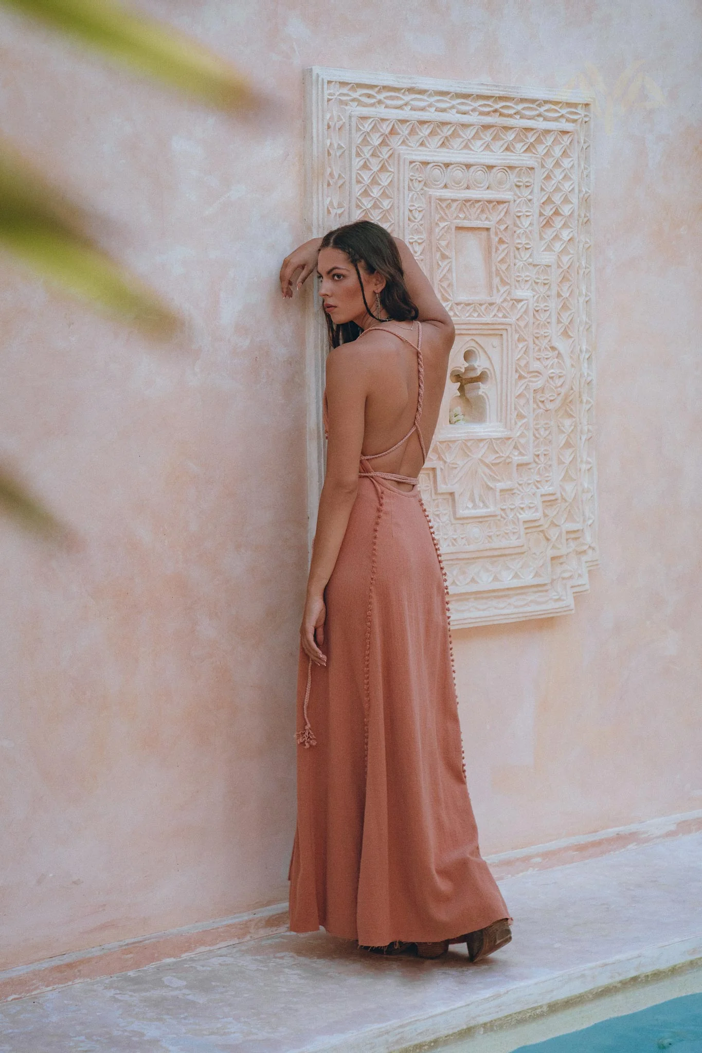 Boho Goddess Dress • Bohemian Dress • Dusty Pink Open Back Dress - Image 9