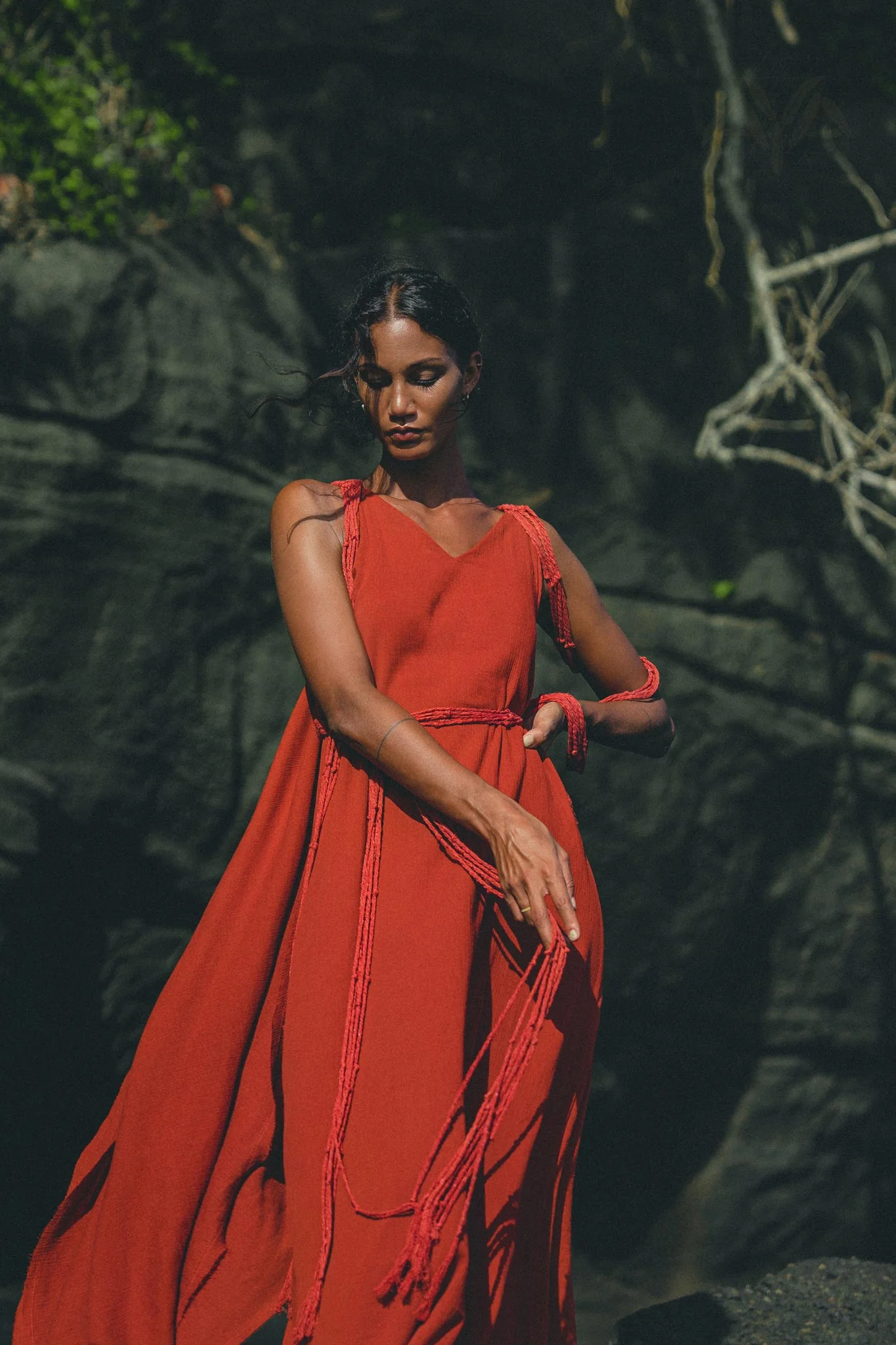 Red Greek Dress • Prom Dance Macrame Dress • Boho Goddess Dress - Image 4