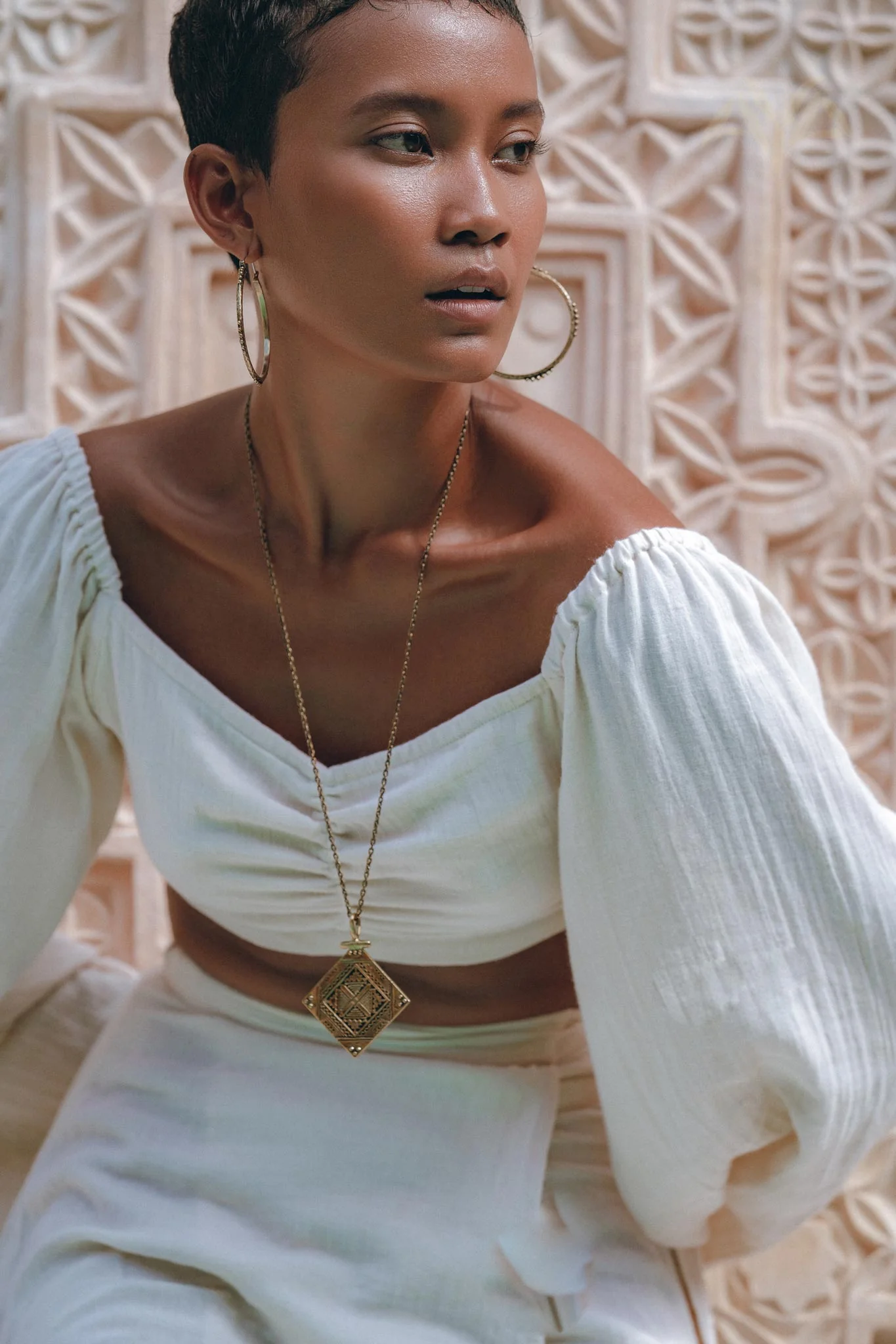 Boho Top and Skirt for Women • Off-White Tank Top and Maxi Skirt - Image 10