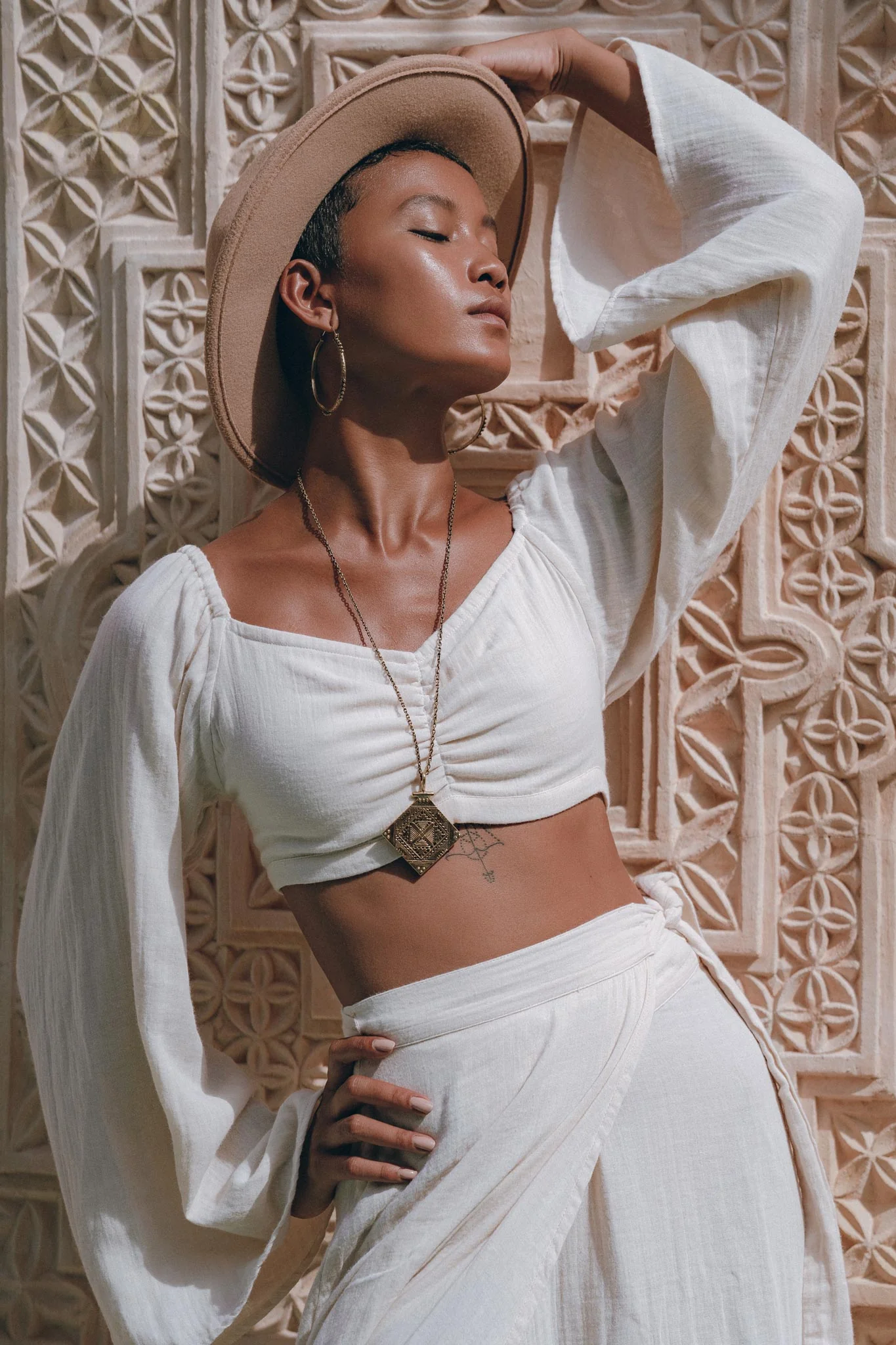 Boho Top and Skirt for Women • Off-White Tank Top and Maxi Skirt - Image 6