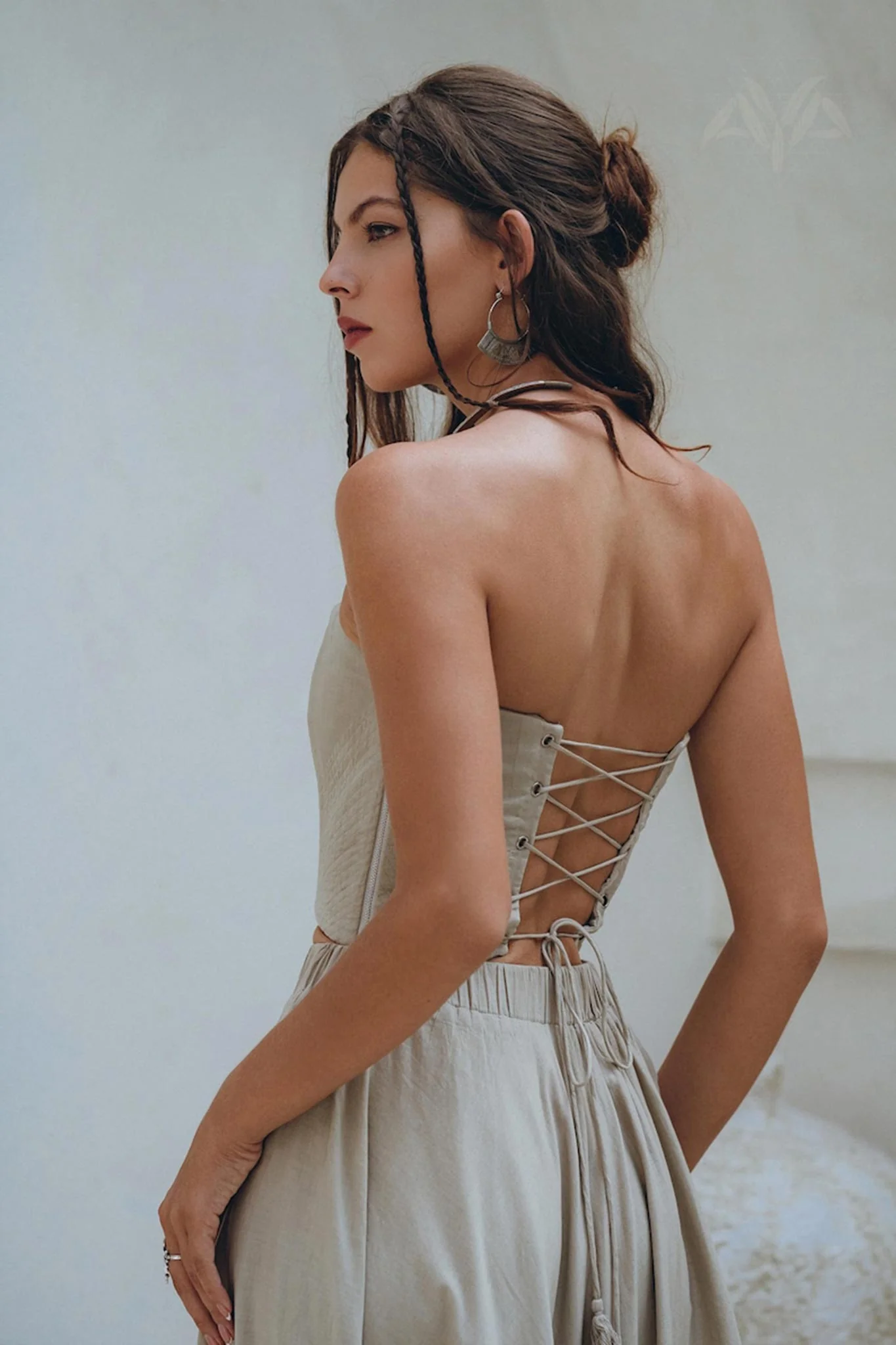 Boho Top Corset and Skirt Women • Sage Green Summer Crop Top Skirt - Image 4