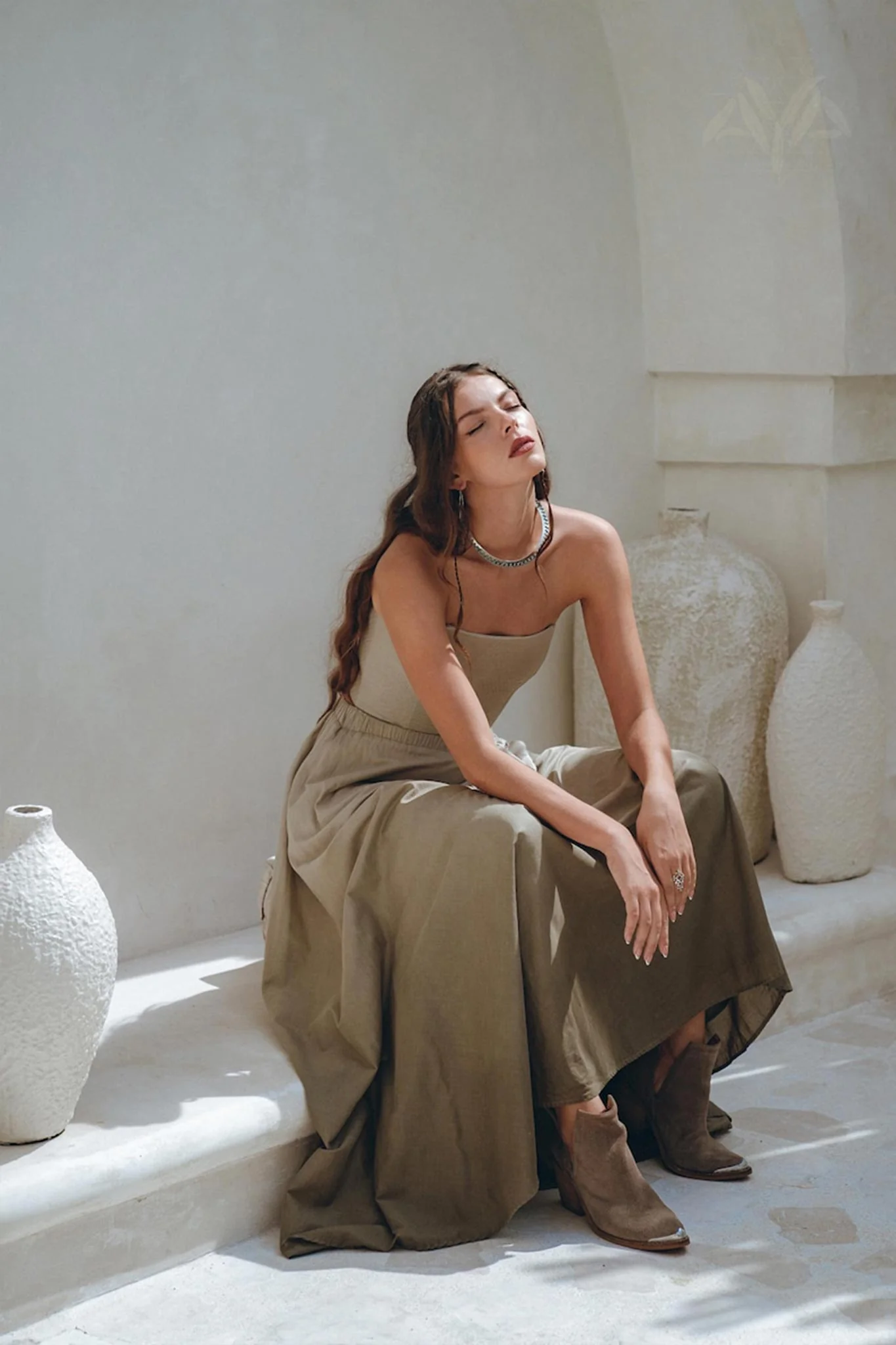 Boho Top Corset and Skirt Women • Sage Green Summer Crop Top Skirt - Image 5