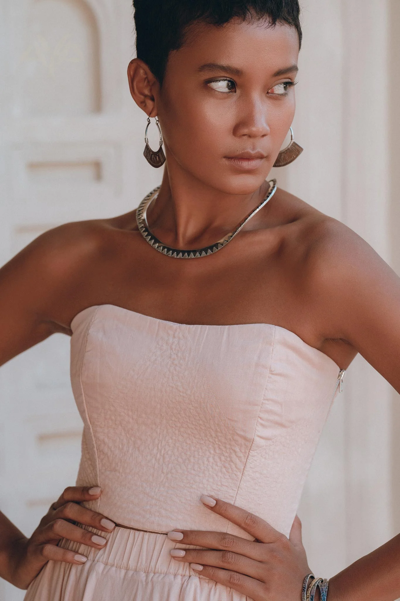 Boho Corset and Skirt for Women • Baby Pink Bustier Top and Maxi Skirt - Image 7